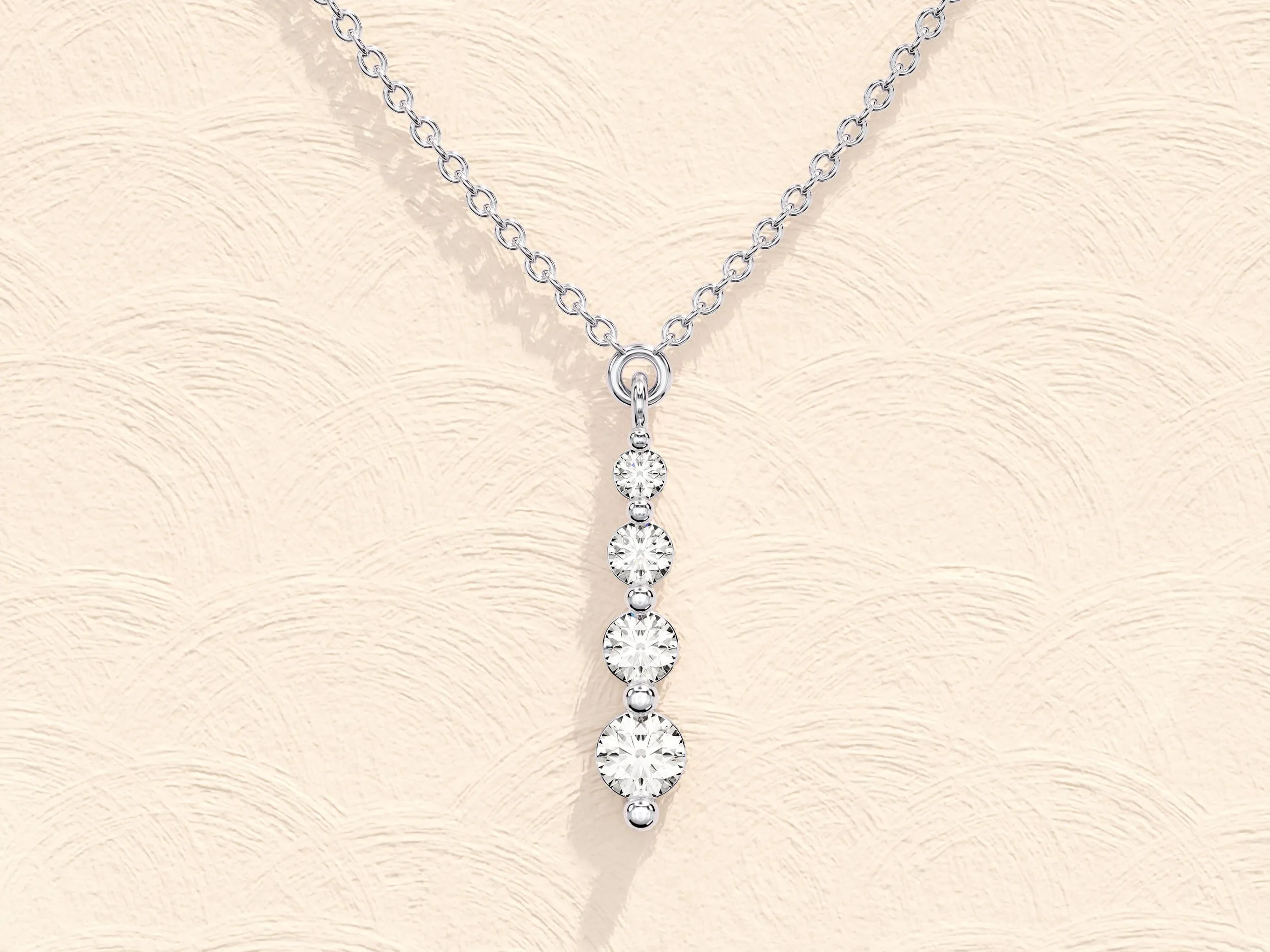 0.11 TCW Round Moissanite Diamond Drop Pendant Necklace