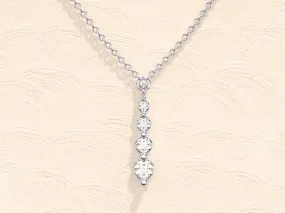 0.11 TCW Round Moissanite Diamond Drop Pendant Necklace