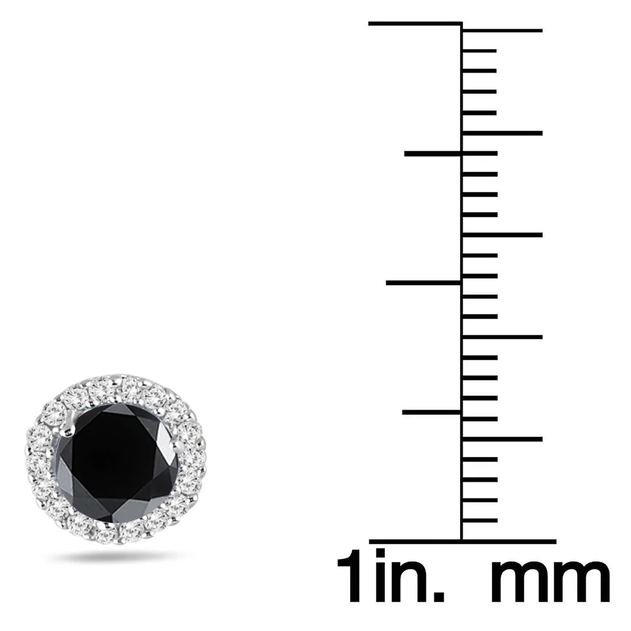 1 1/4 Carat TW Black and White Diamond Halo Earrings in 14K White Gold