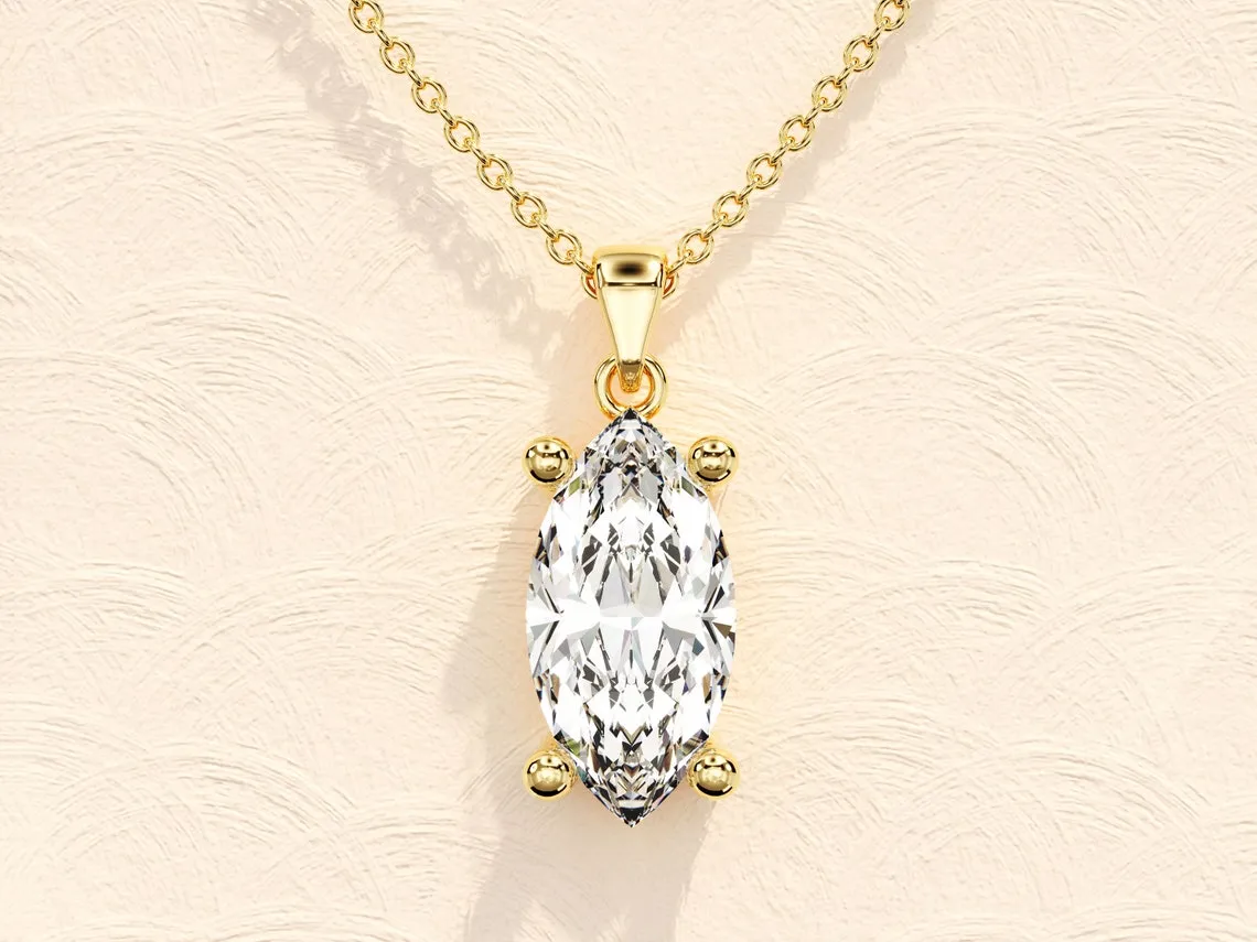 1.0 CT Marquise Moissanite Diamond Solitaire Necklace