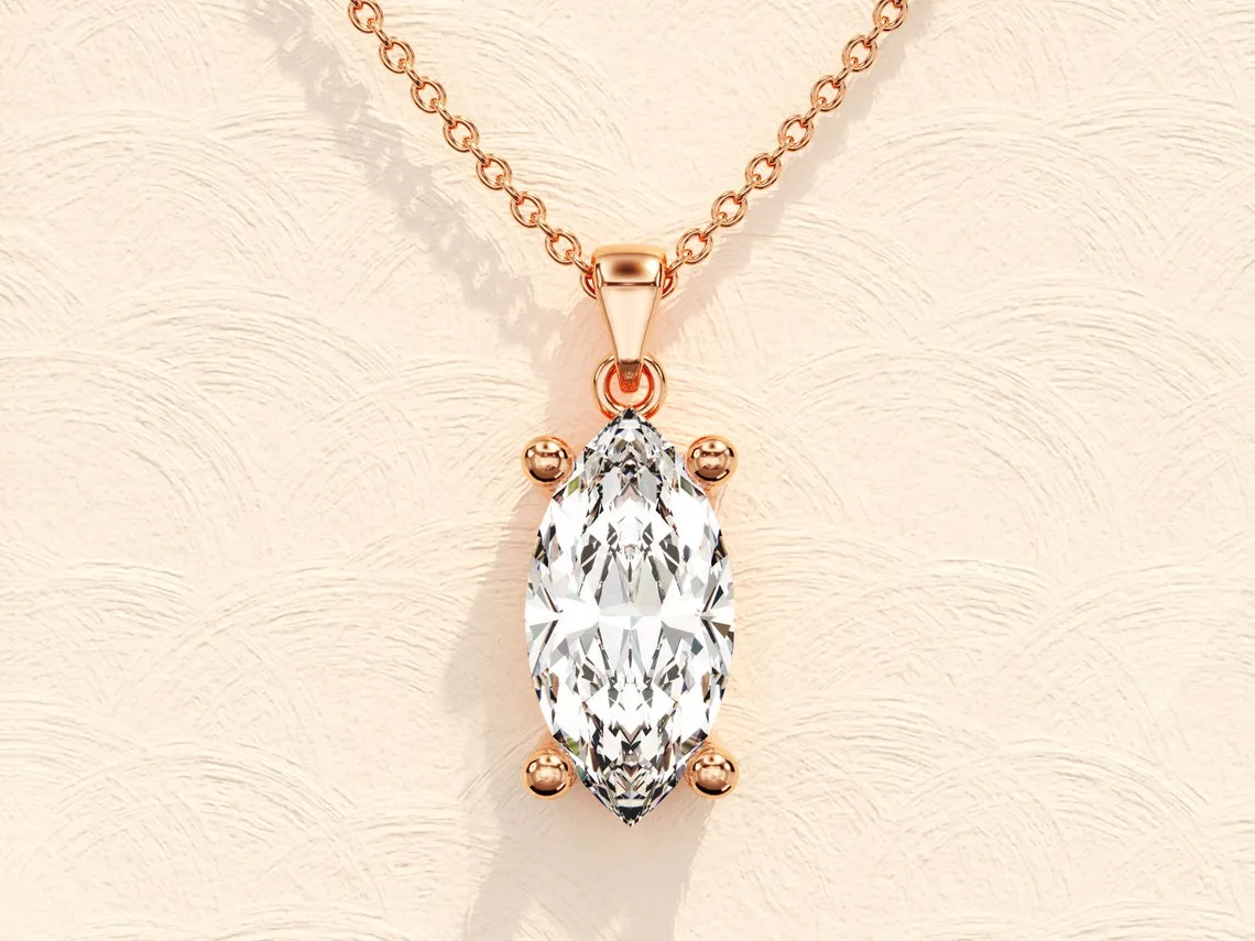 1.0 CT Marquise Moissanite Diamond Solitaire Necklace