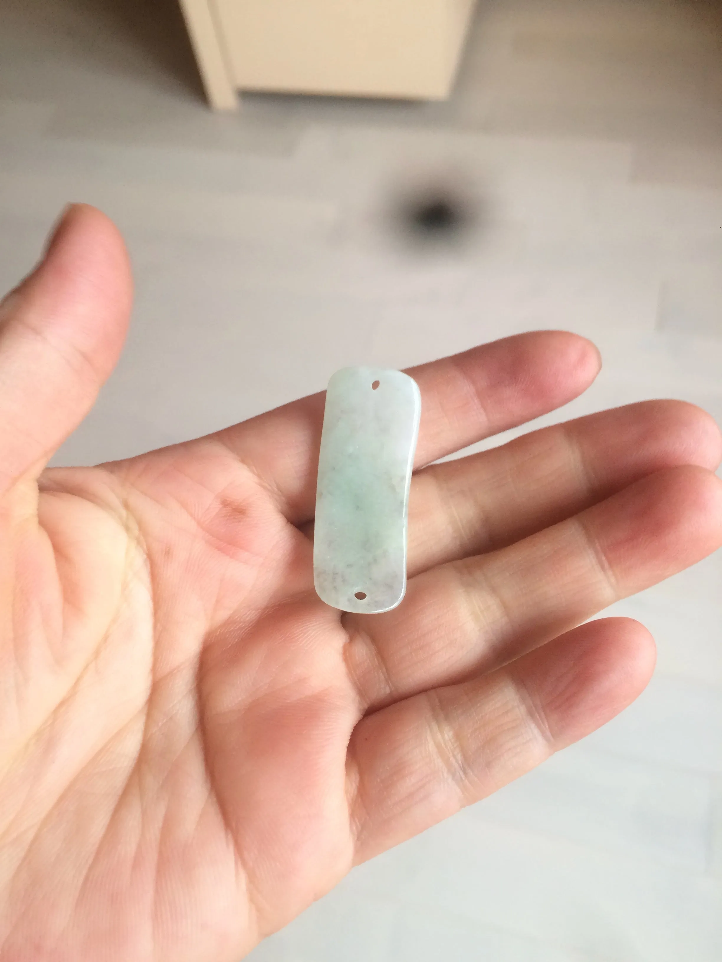 100% natural type A icy watery light green white jadeite jade rectangle bead/craft supplies BG9