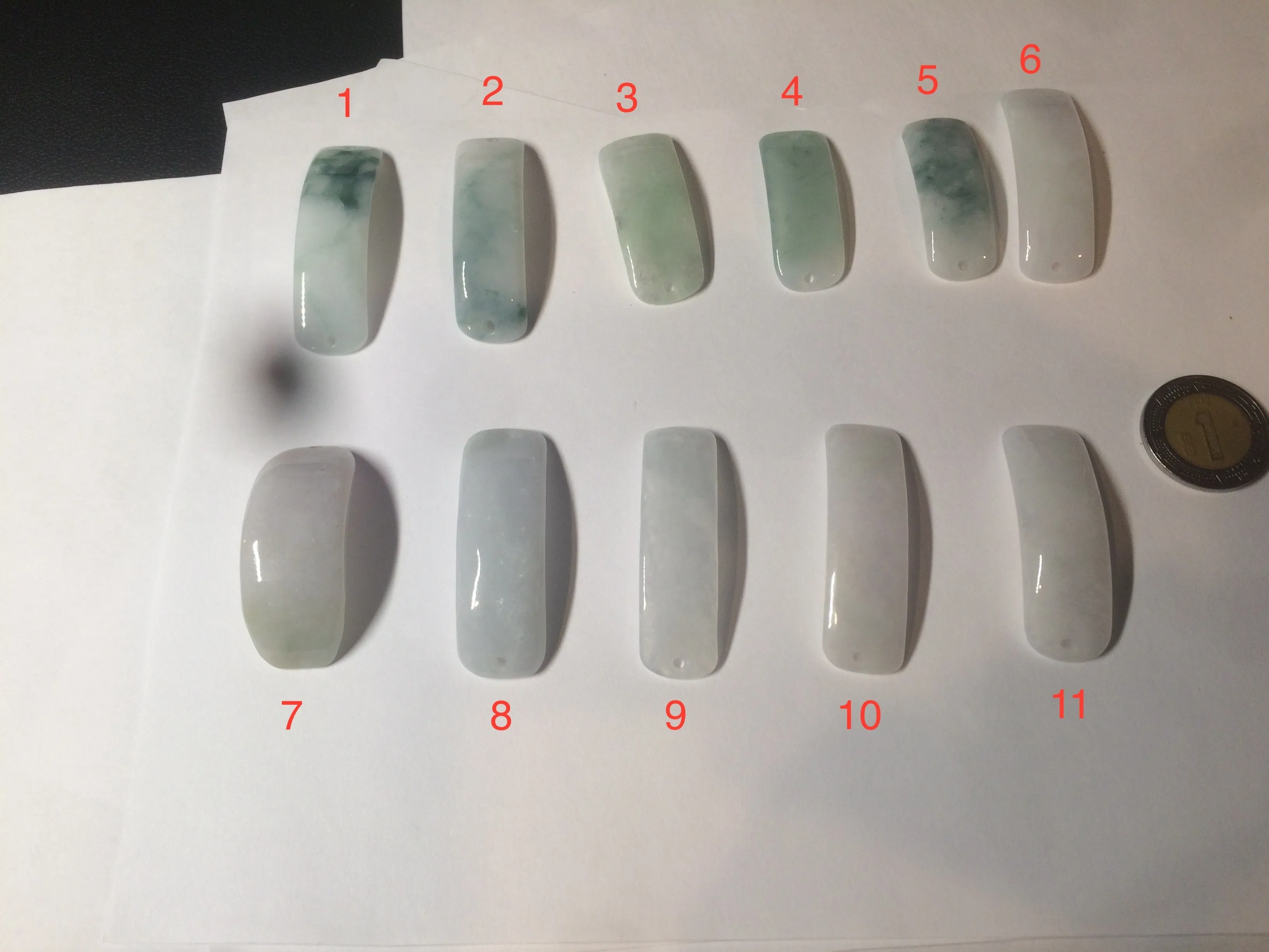 100% natural type A icy watery light green white jadeite jade rectangle bead/craft supplies BG9