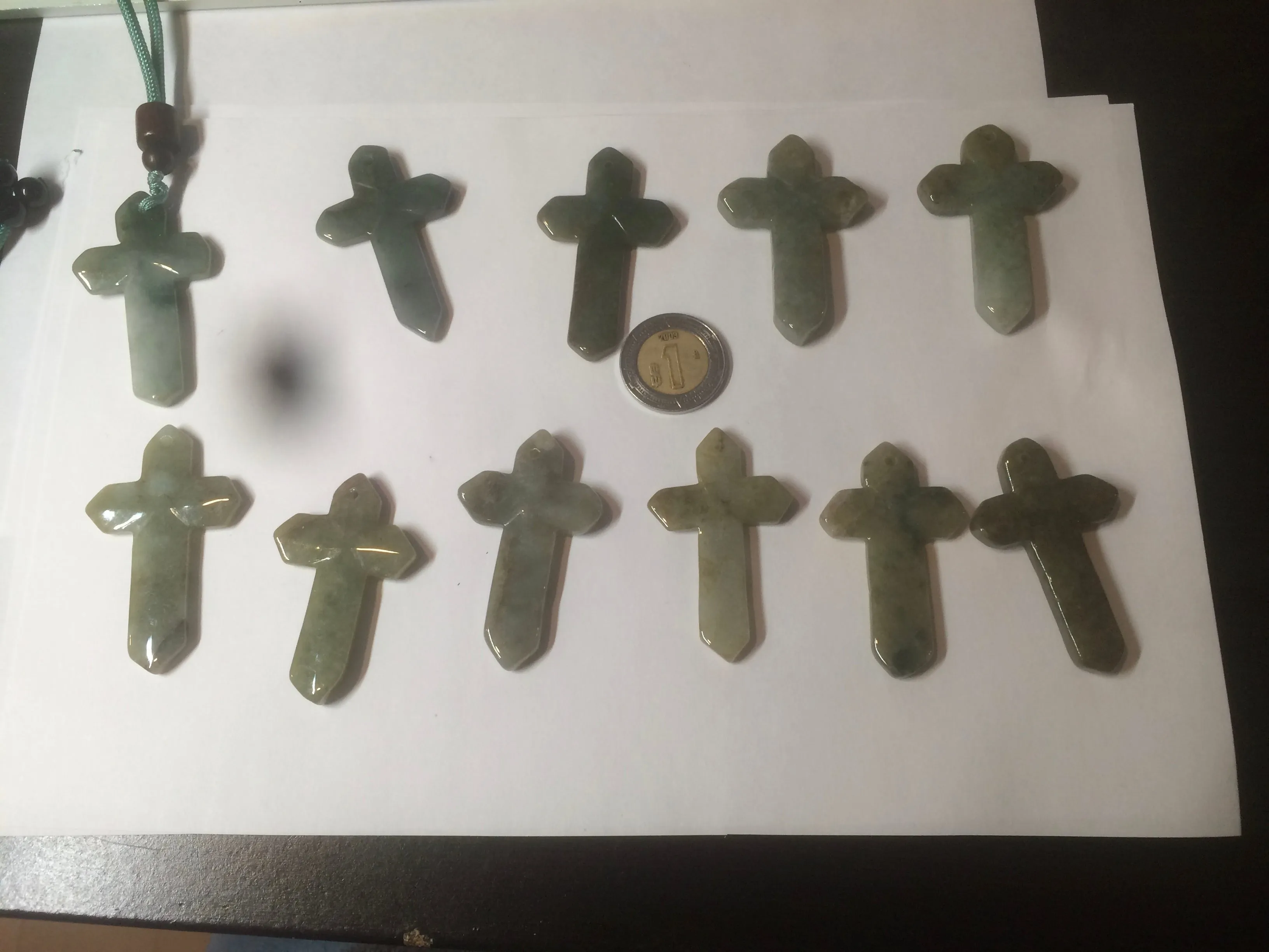 100% Natural type A yellow/white/gray/dark green jadeite Jade Hand-held cross or cross pendant necklace AF47