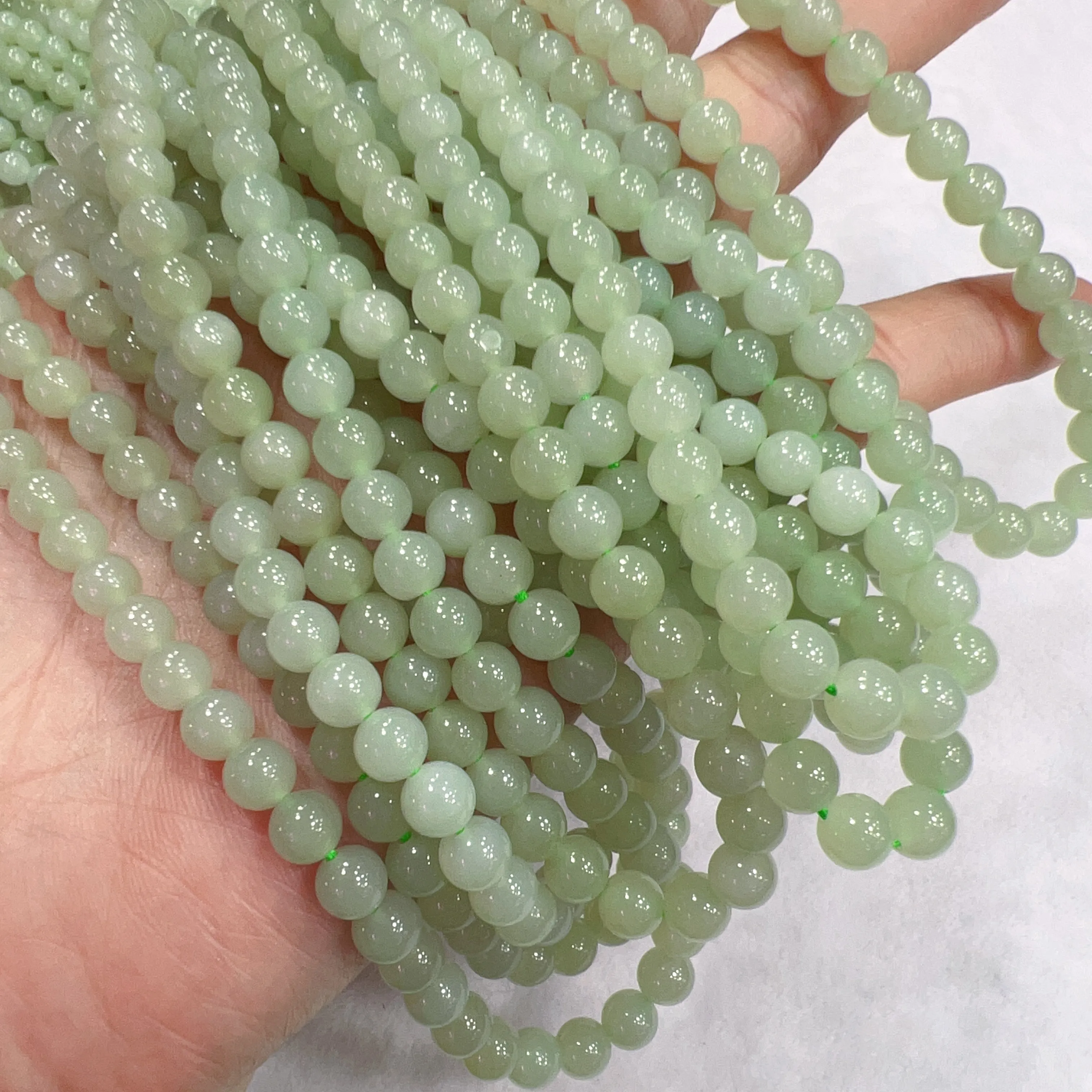 108 Light Green Nephrite Prayer Beads 6mm Round Bead Strands for DIY Jewelry Projects