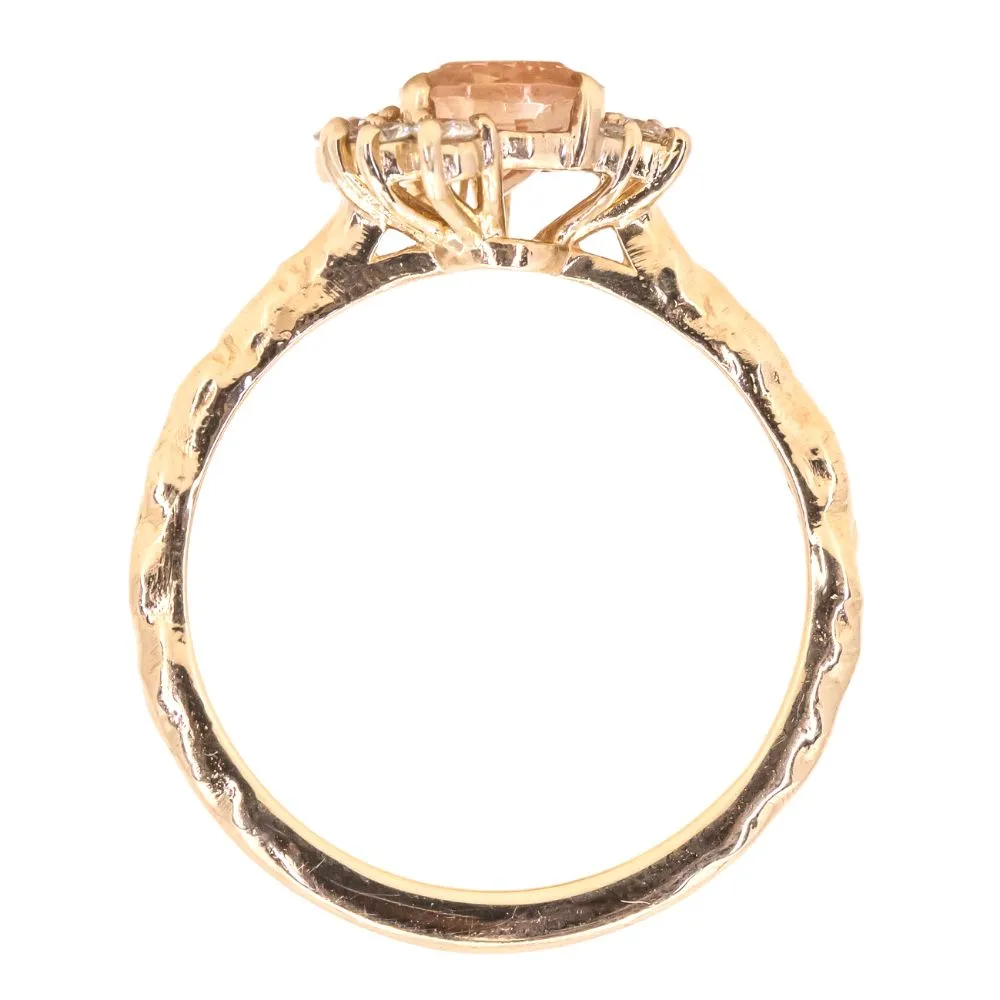 1.25ct Oval Sunstone Asymmetrical Evergreen Cluster Ring In 14k Yellow Gold