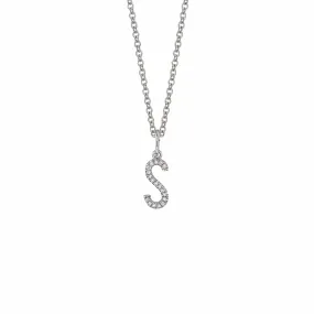 14 Karat White Gold Pendant Fashion Pave Initial S Diamond Necklace