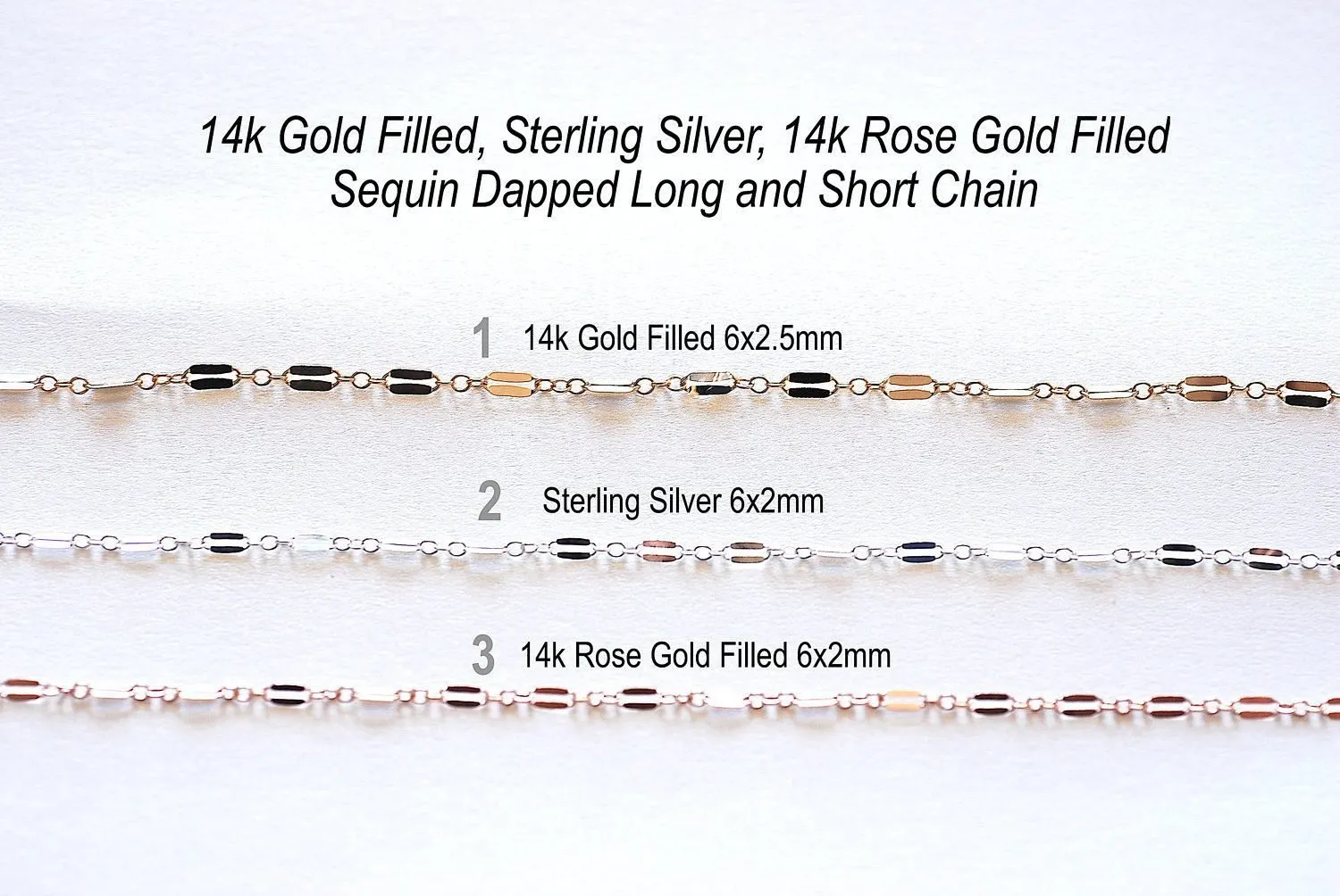 14/20 GF 2.5mm Long and Short Dapped Sequin Chain, 14k Gold Filled Sequin Chain, razor blade chain, 14k gf choker chain, chain by foot