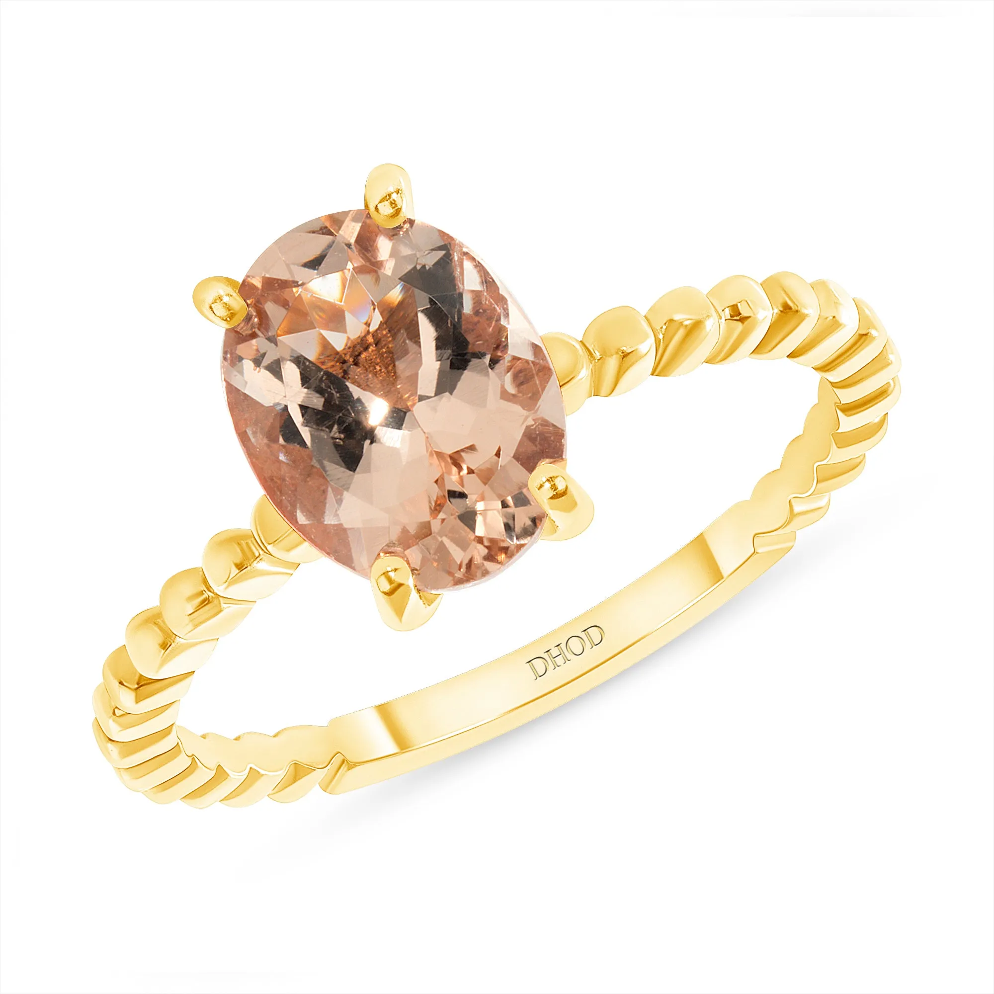 14K Gold 1.75 Carat Oval Morganite Ring