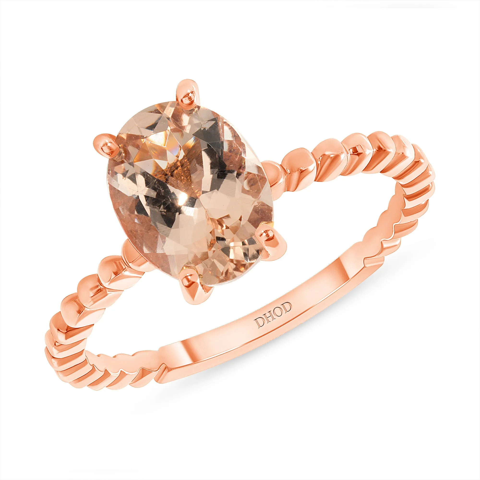 14K Gold 1.75 Carat Oval Morganite Ring