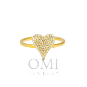 14K GOLD DIAMOND FLAT PAVE HEART RING 0.25 CT