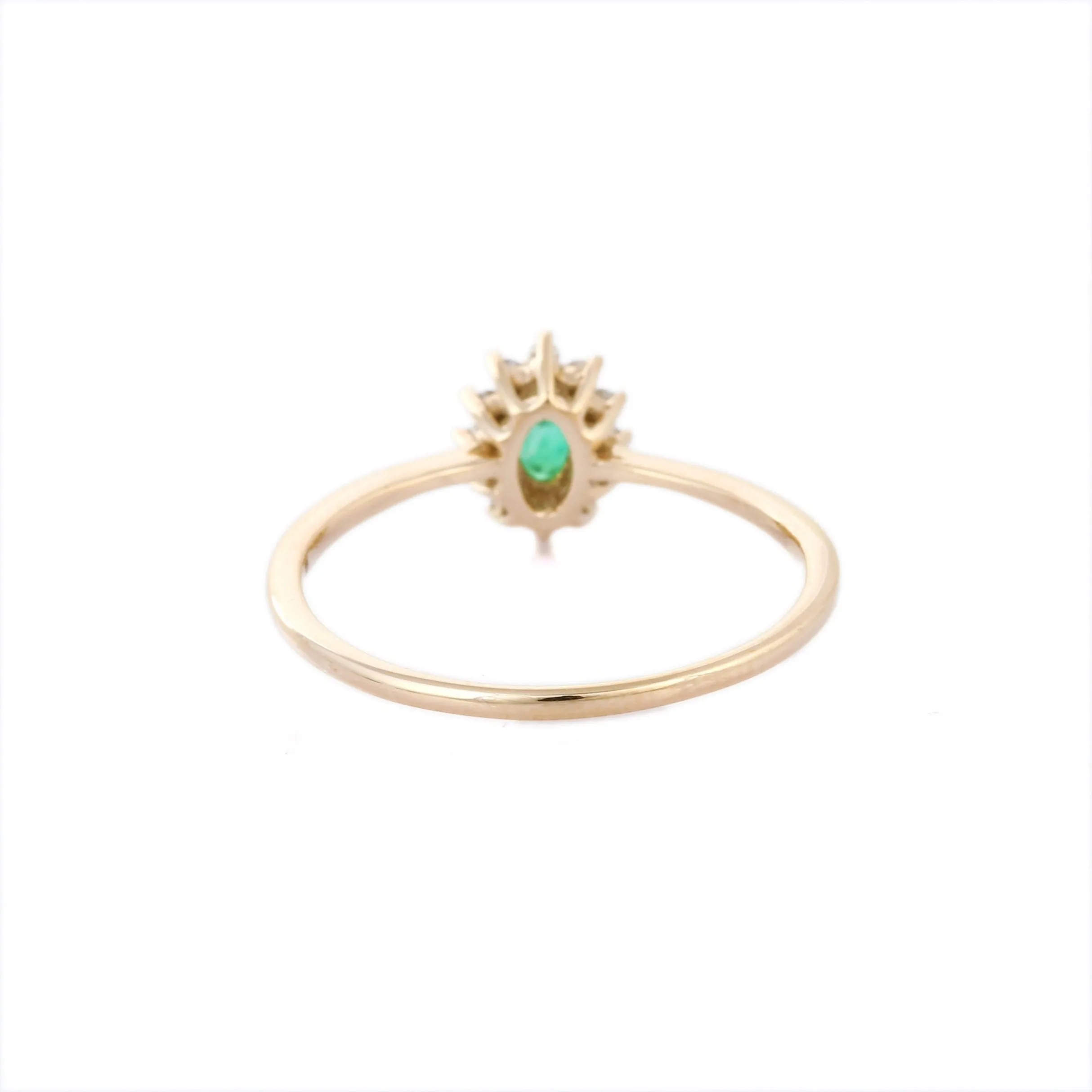 14K Gold Emerald & Diamond Engagement Ring