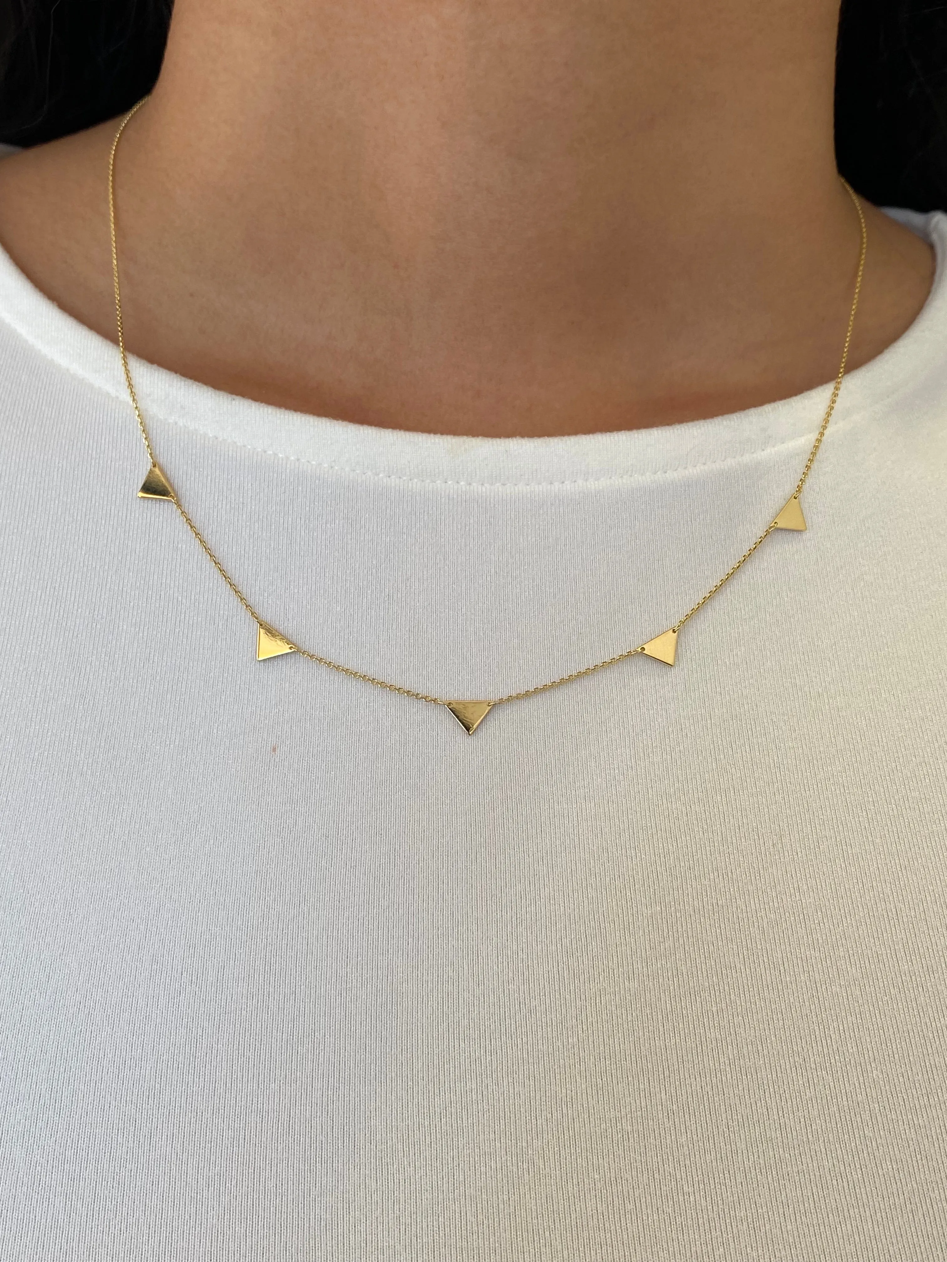 14K Gold Spaced Triangle Necklace