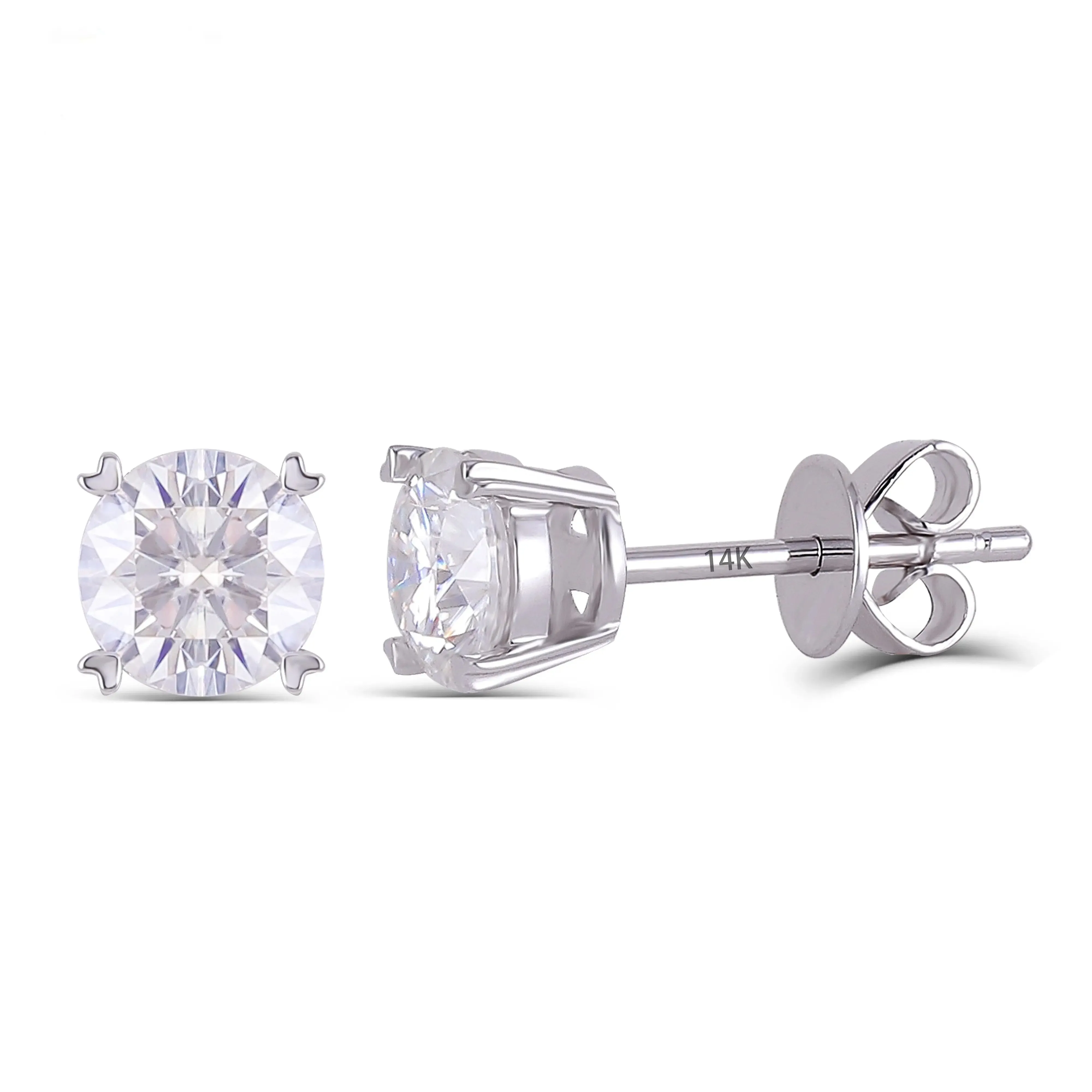 14k White Gold Stud Moissanite Earrings 2ctw