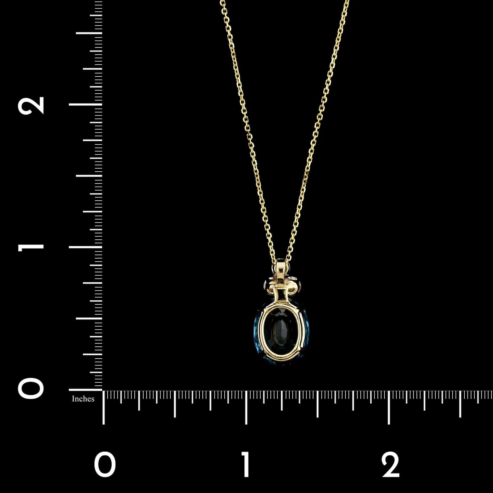 14K Yellow Gold Estate Blue Topaz and Diamond Pendant Necklace