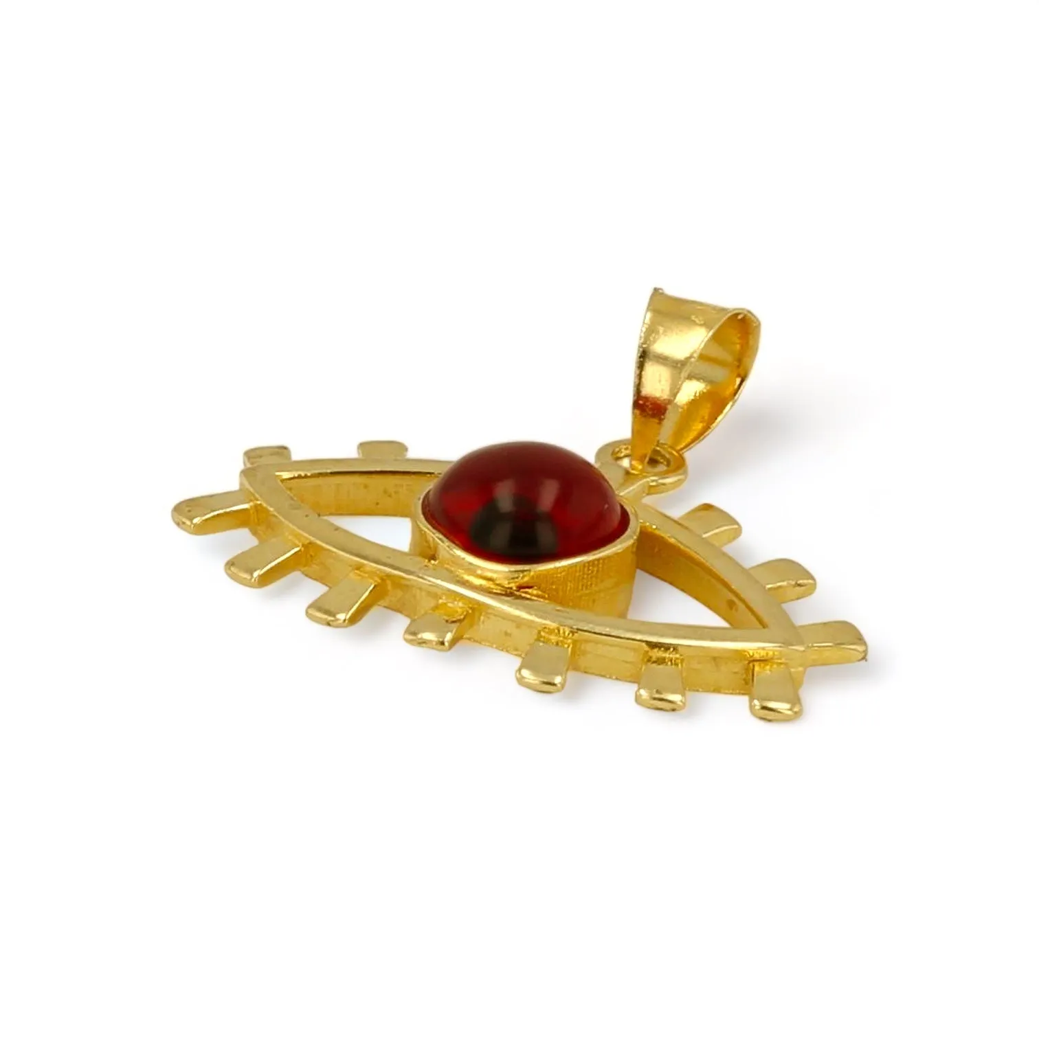 14K Yellow gold red eye pendant-227214