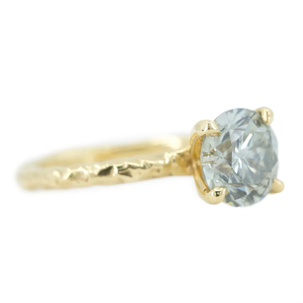 1.59ct Round Grey Diamond Evergreen Solitaire in 18k Yellow Gold