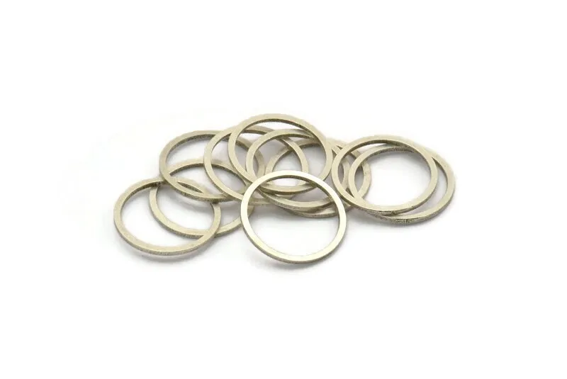 15mm Circle Connectors, 24 Antique Silver Plated Brass Circle Connectors (15x0.80mm) A3346