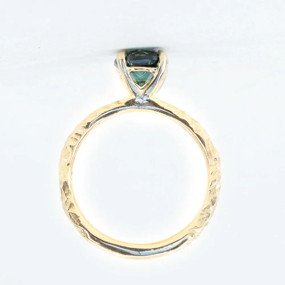 1.61ct Deep Blue Nigerian Sapphire Evergreen Solitaire Ring in 14k Yellow Gold