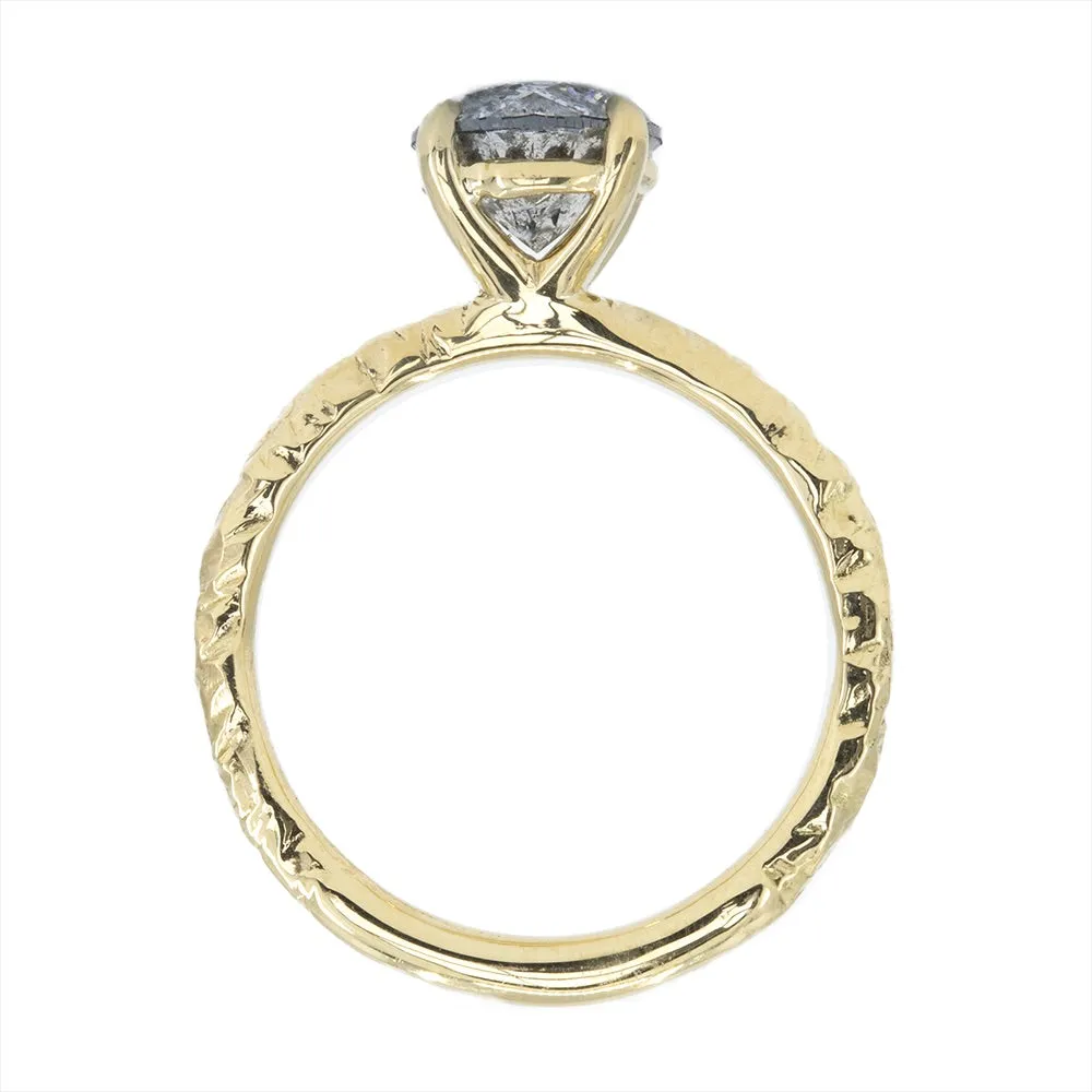 1.61ct Round Salt And Pepper Diamond Evergreen Solitaire in 18k Yellow Gold