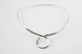 16.5" Sarda 925 Silver Filigree Scroll Collar Necklace (31.31g.)