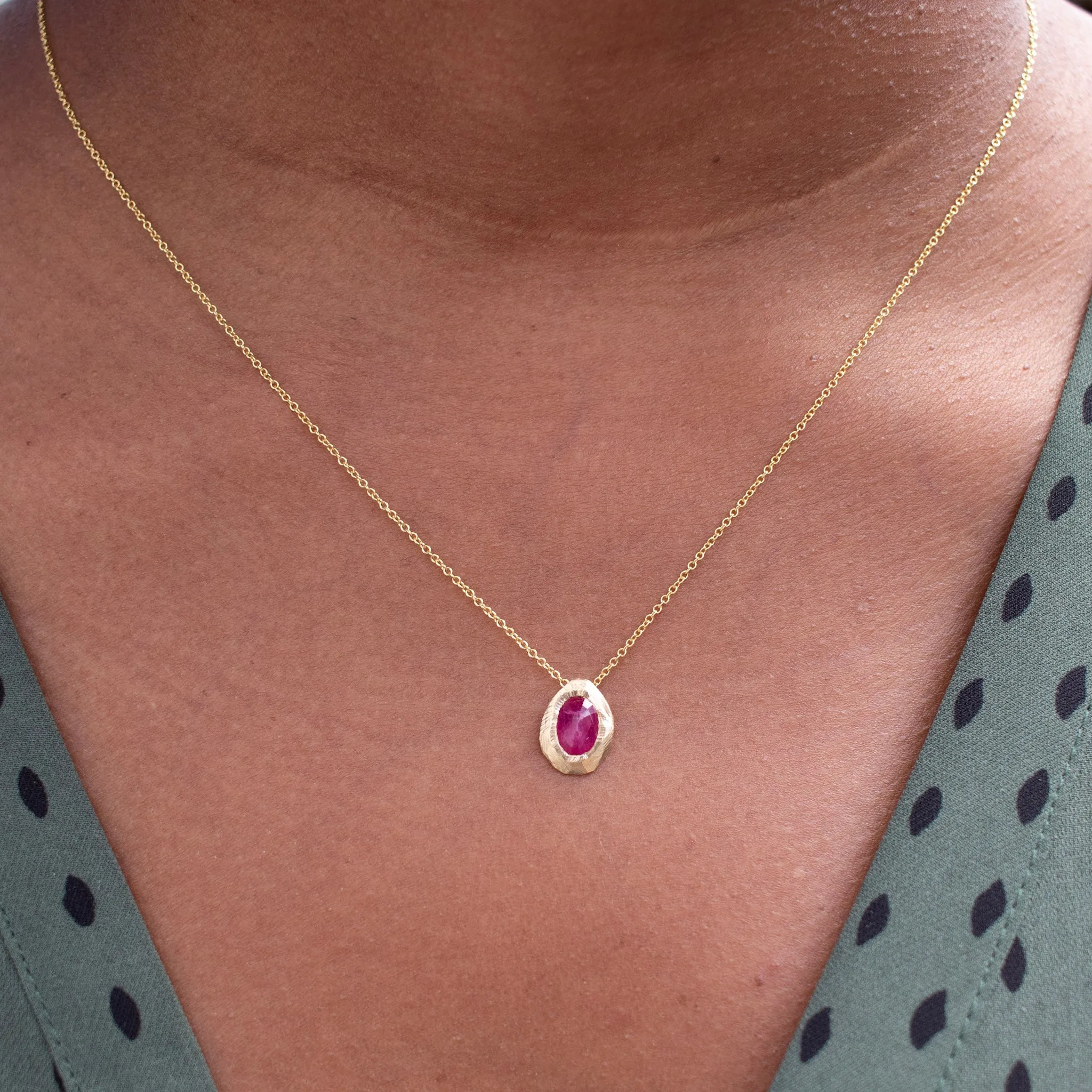 18K Freeform Slider Necklace in Ruby