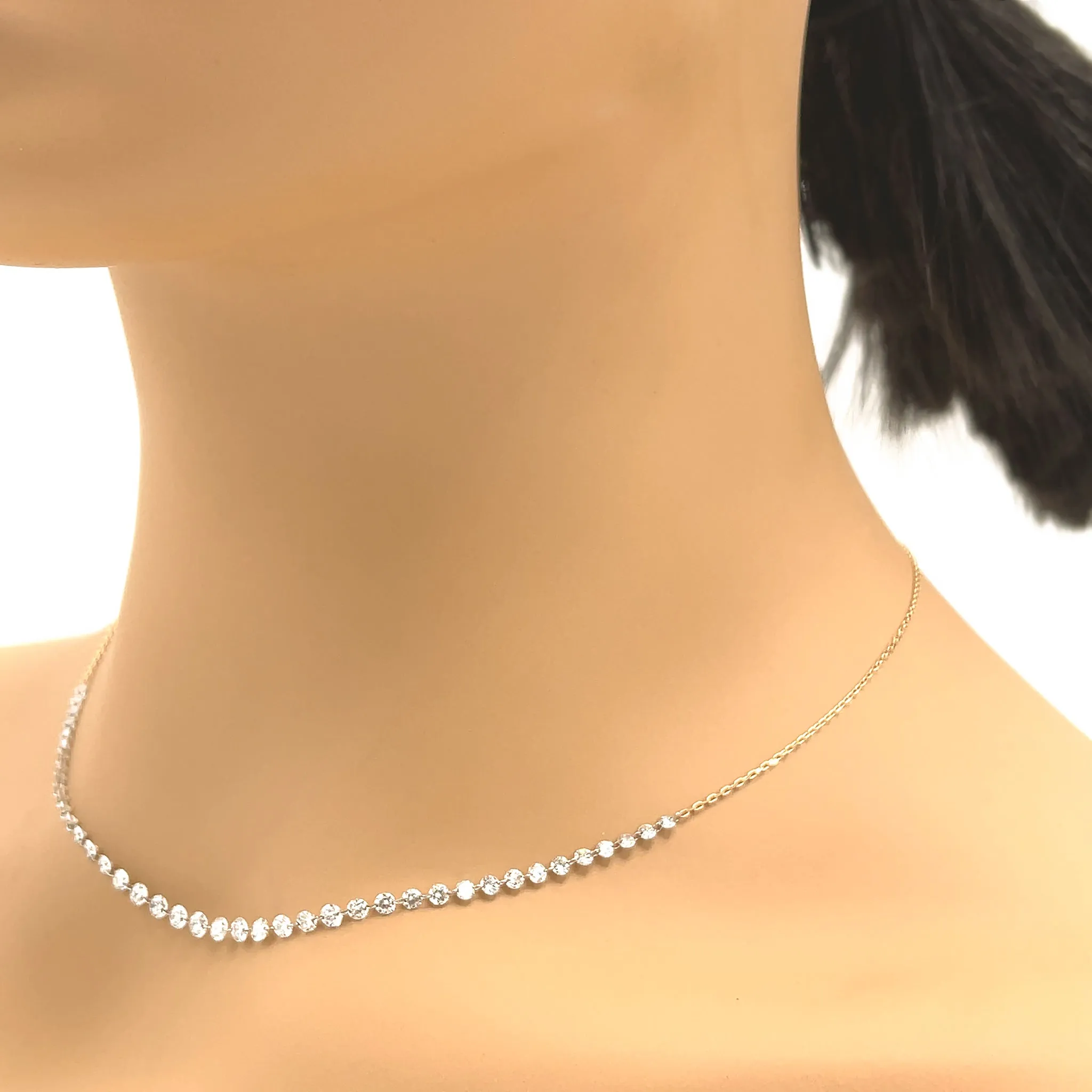 18k Gold Diamond Adjustable Choker Necklace