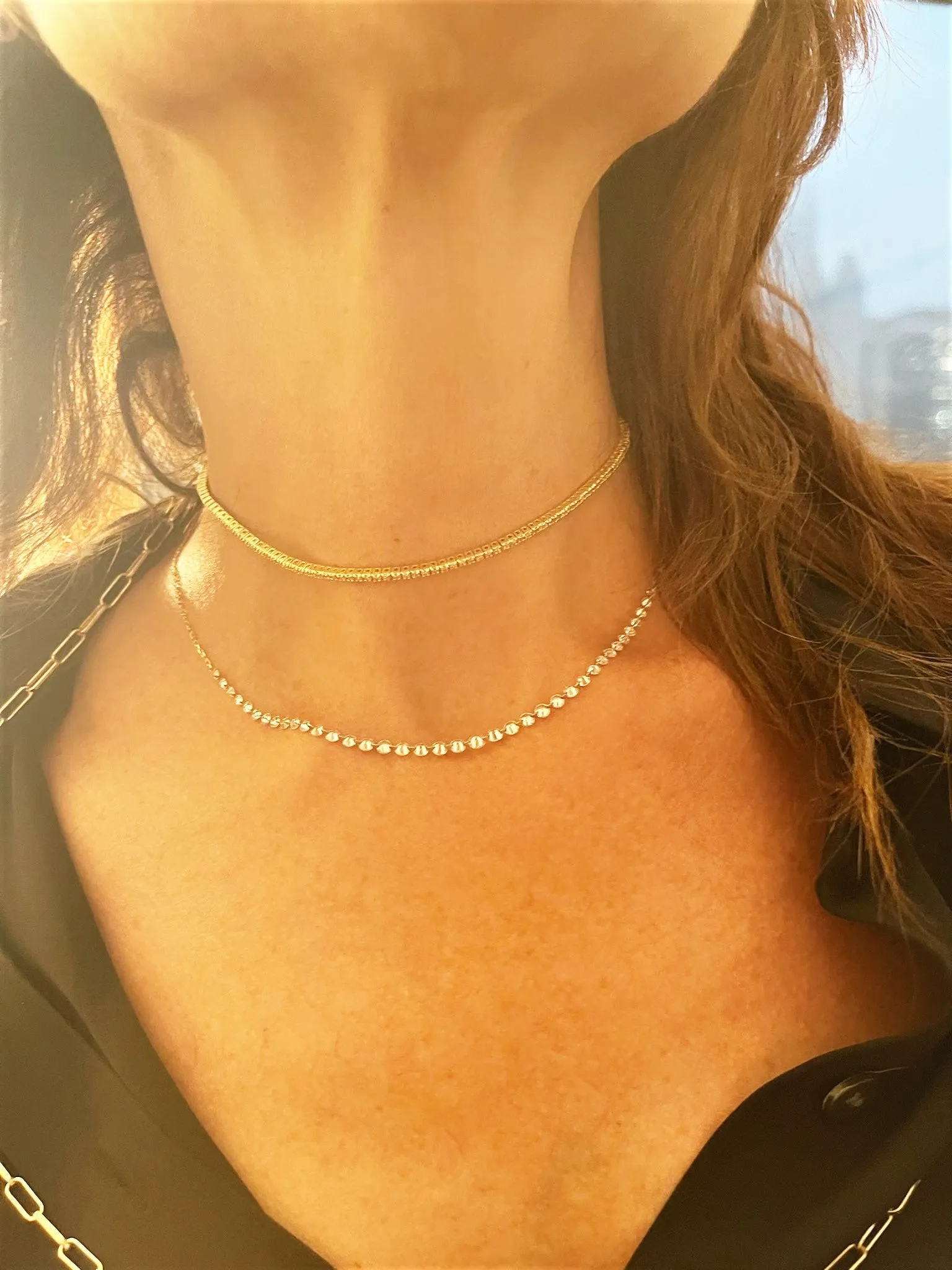 18k Gold Diamond Adjustable Choker Necklace