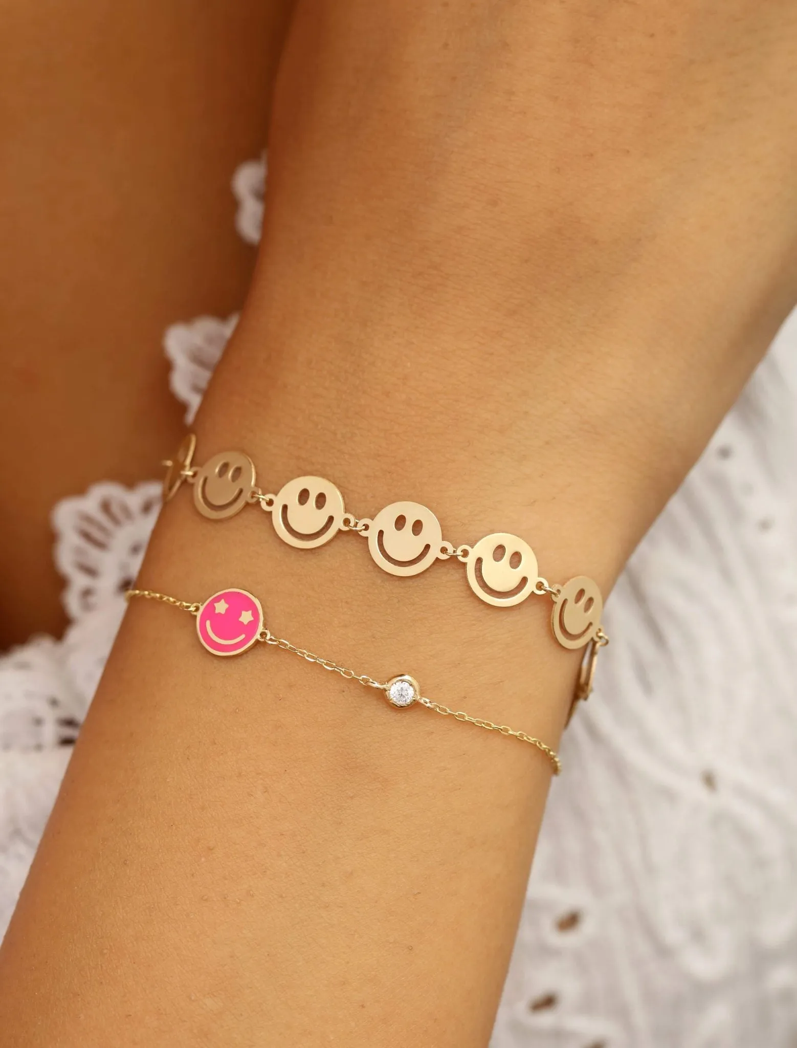 18K Gold Emoji Enamel Bracelet