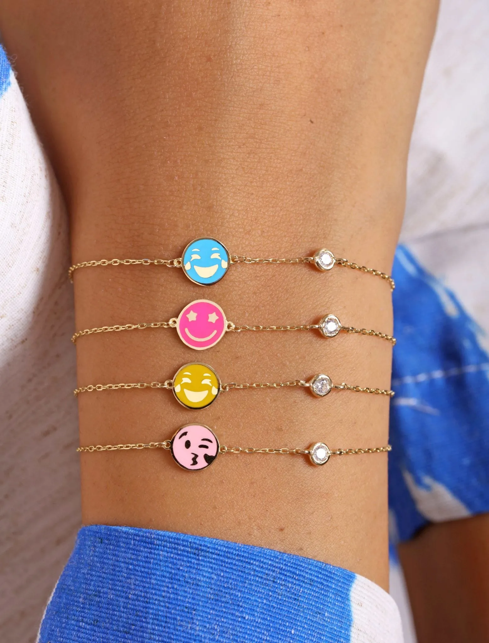 18K Gold Emoji Enamel Bracelet