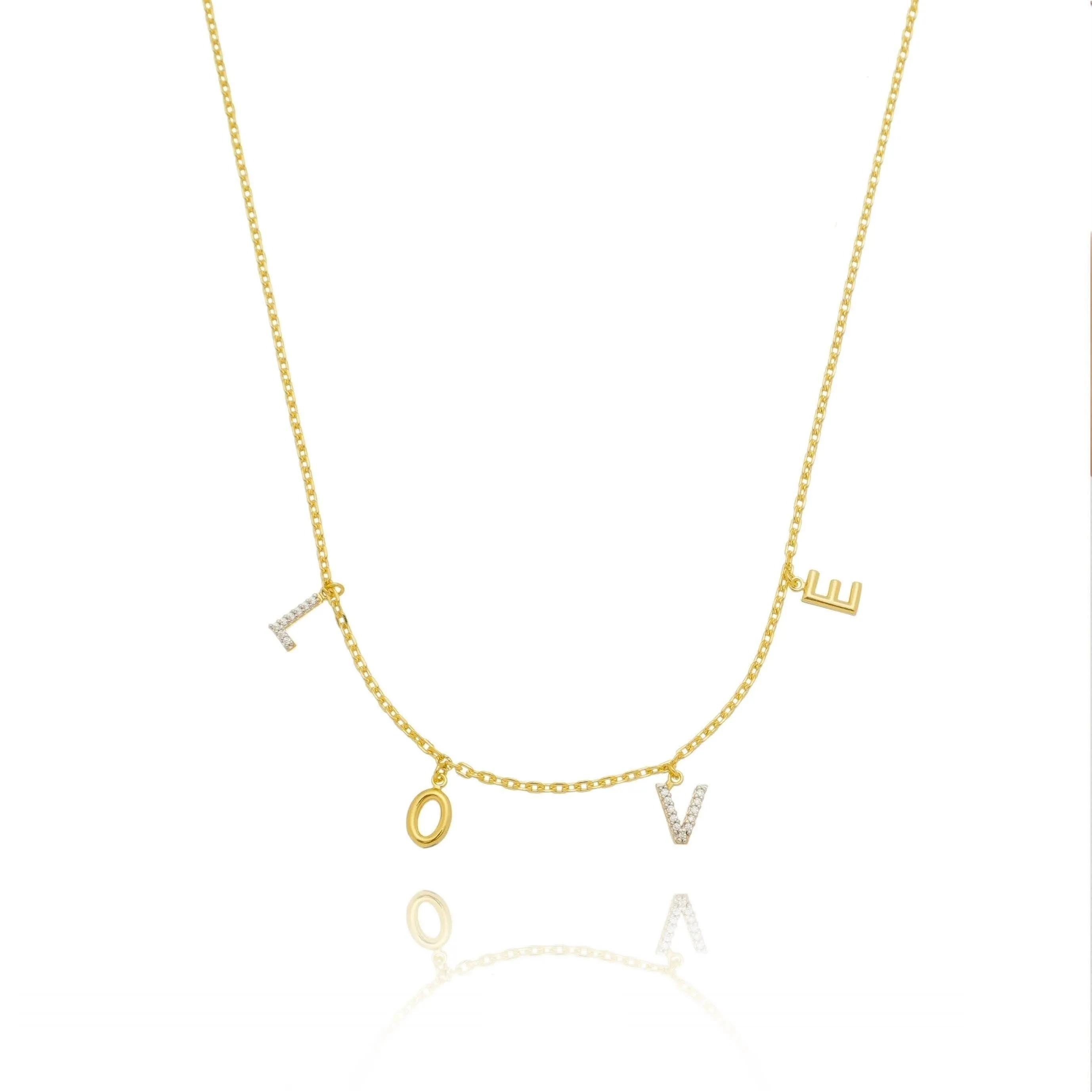 18k Gold Filled Dainty Love Letters Necklace