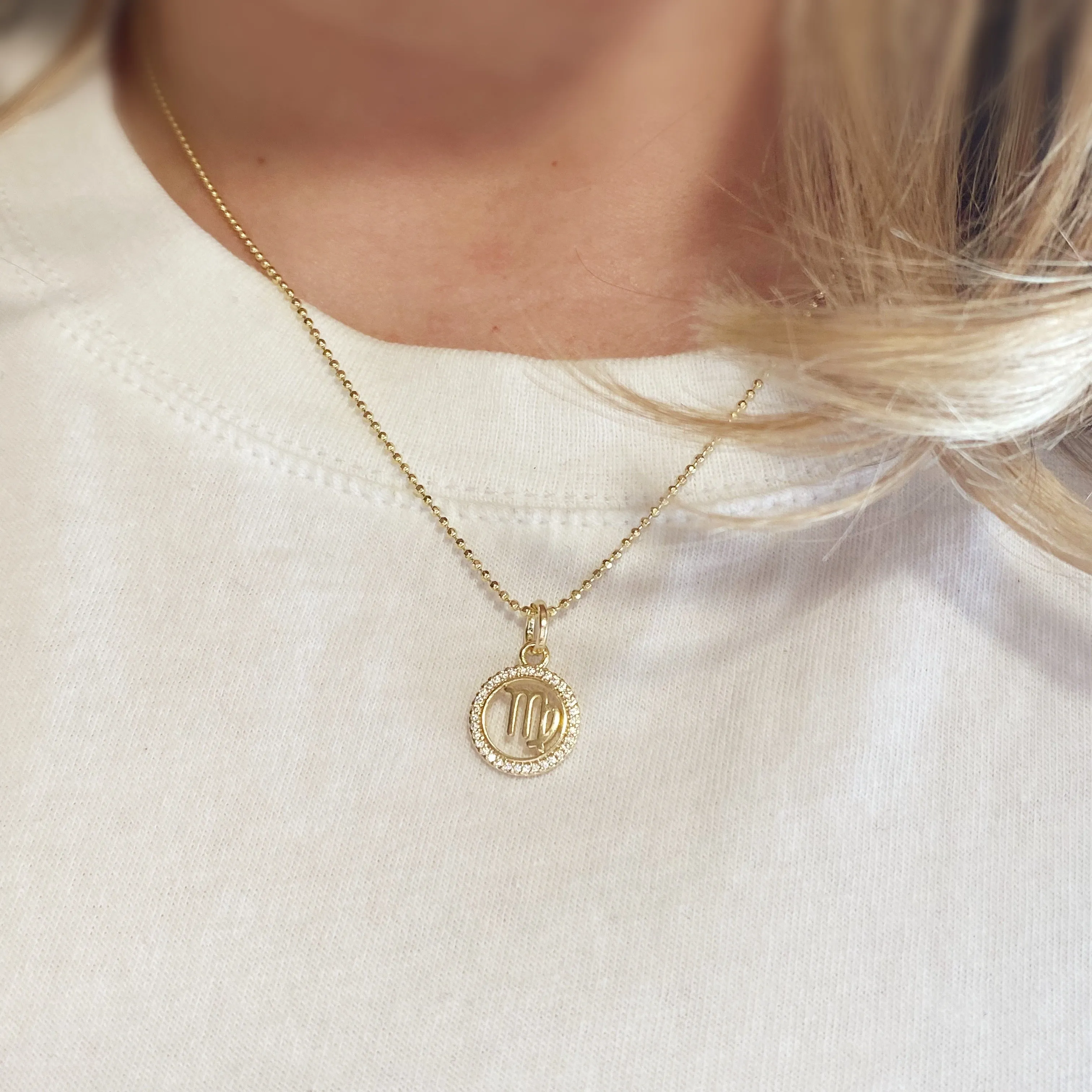 18k Gold Filled Mini Virgo Zodiac Pendant