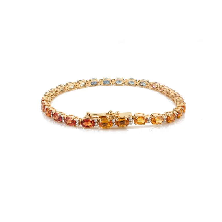 18K Gold Multi Sapphire Tennis Bracelet