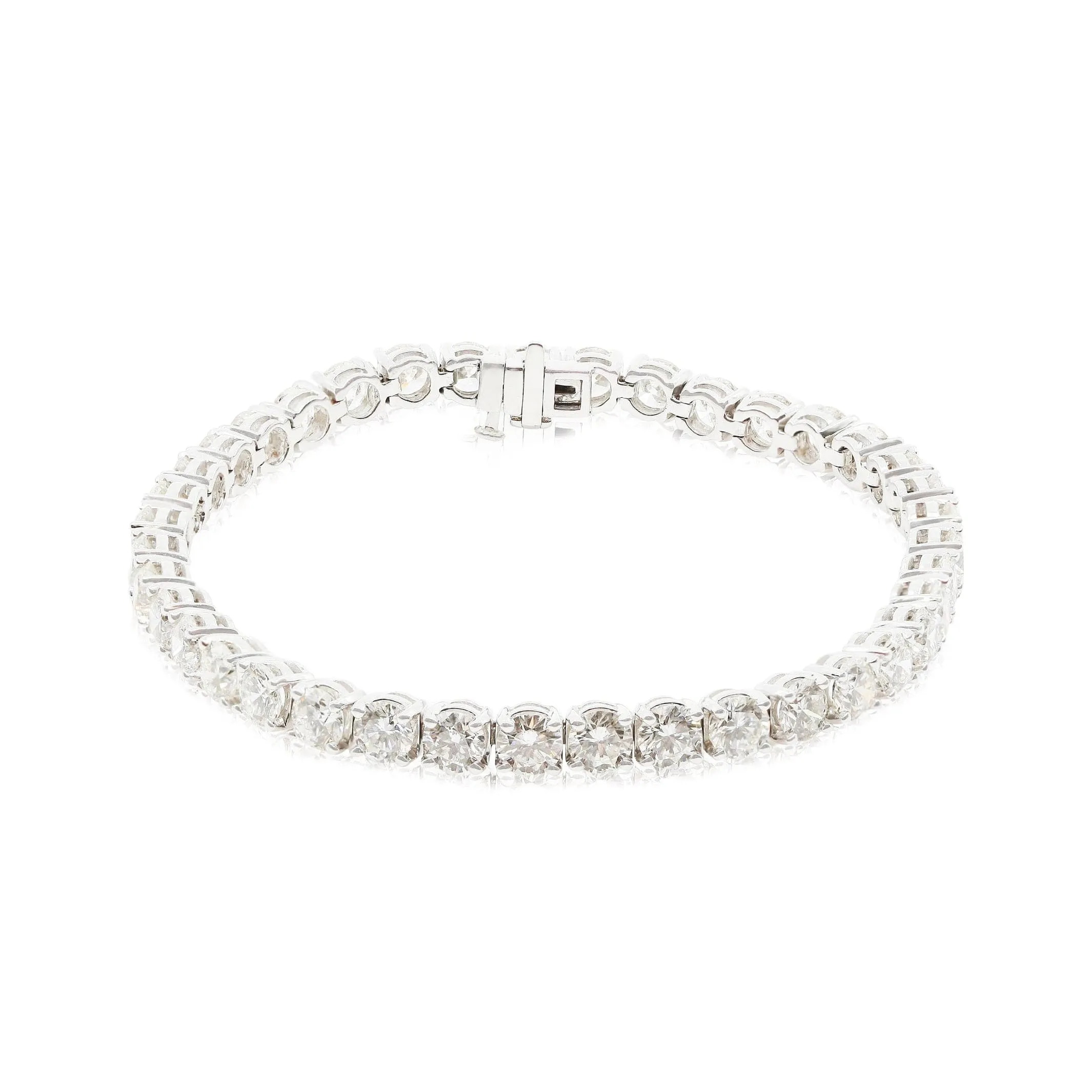 18K WHITE GOLD ROUND DIAMOND TENNIS BRACELET 12.37CTW