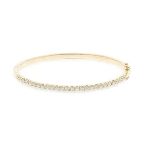 18K YELLOW GOLD 3MM DIAMOND BANGLE BRACELET 1.60CTW