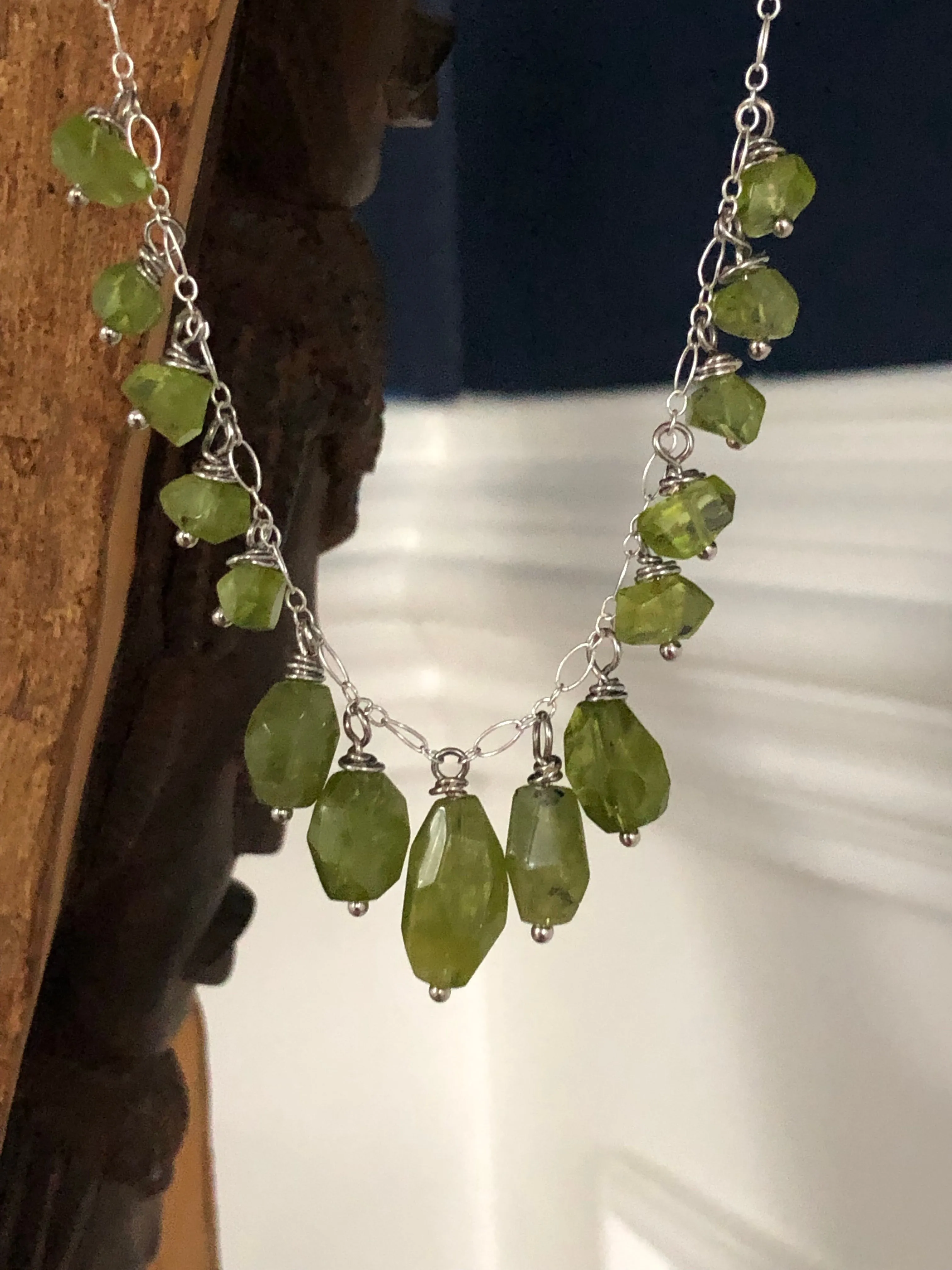 19” Peridot Nugget Cluster Necklace