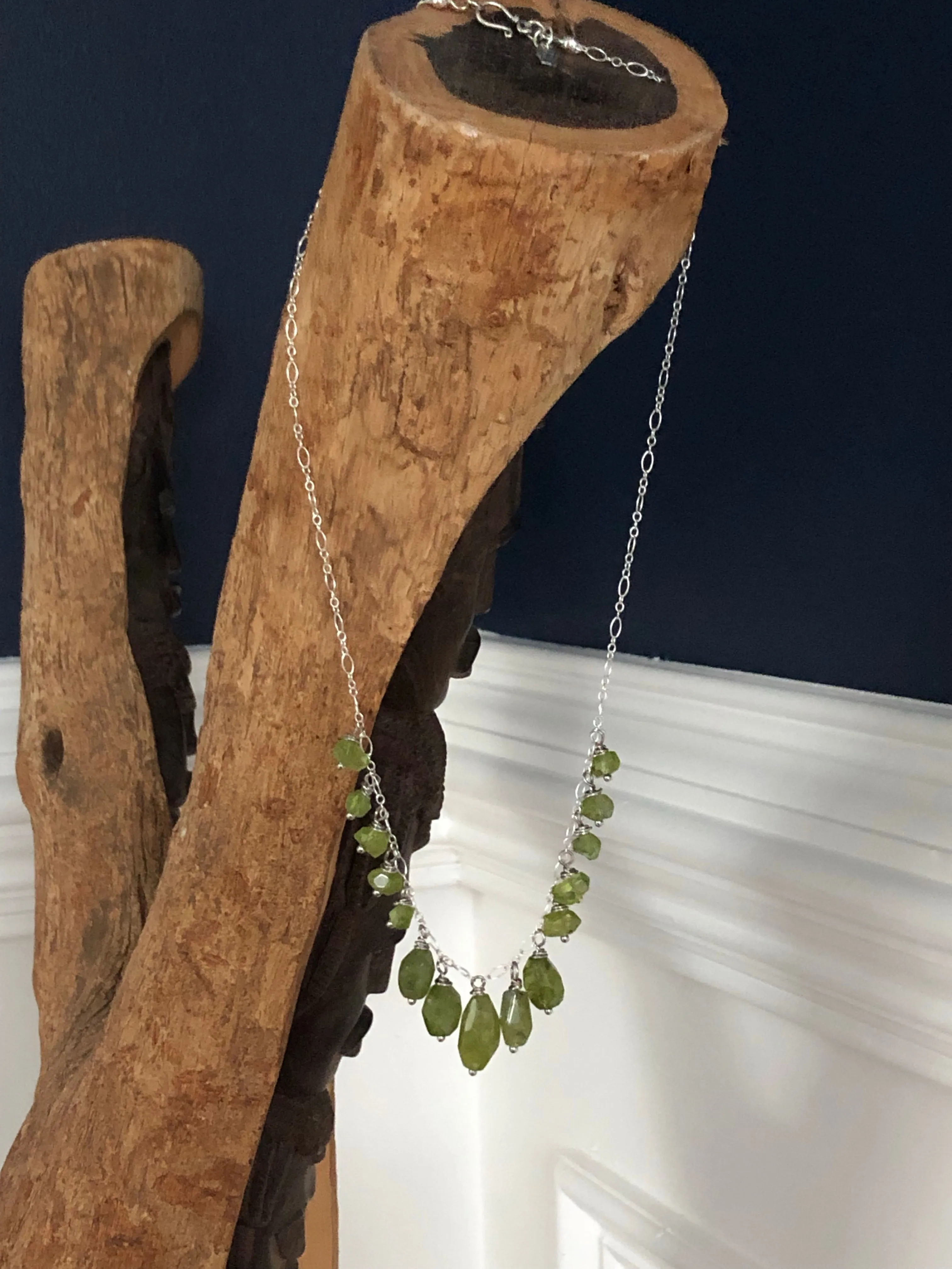 19” Peridot Nugget Cluster Necklace