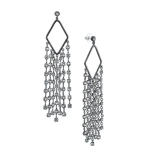 1928 Bridal Genuine Austrian Crystal Tassel Statement Drop Earrings