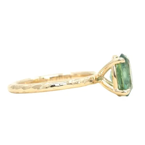 2.23ct Oval Seafoam Montana Sapphire Evergreen Solitaire in 14k Yellow Gold