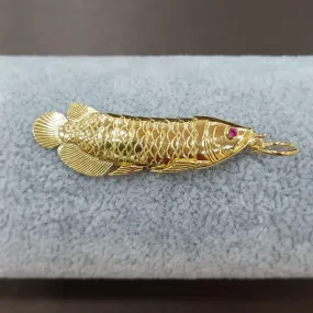 Gold Arowana Pendant in 22k 916 Gold - Elegant and Exquisite Aquarium Fish Jewelry