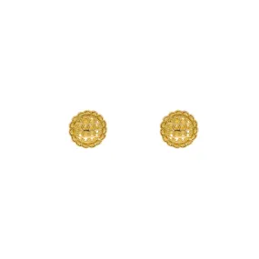 22K Yellow Gold Flower Shaped Stud Earrings, 4.7 grams