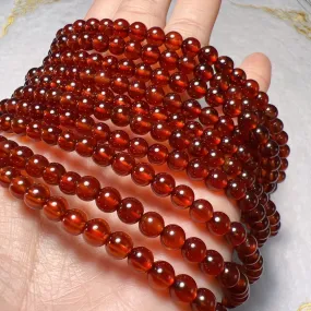 3-Wraps 5.6mm Natural High-clarity Spessartine Orange Garnet Beaded Bracelets for DIY Jewelry Project