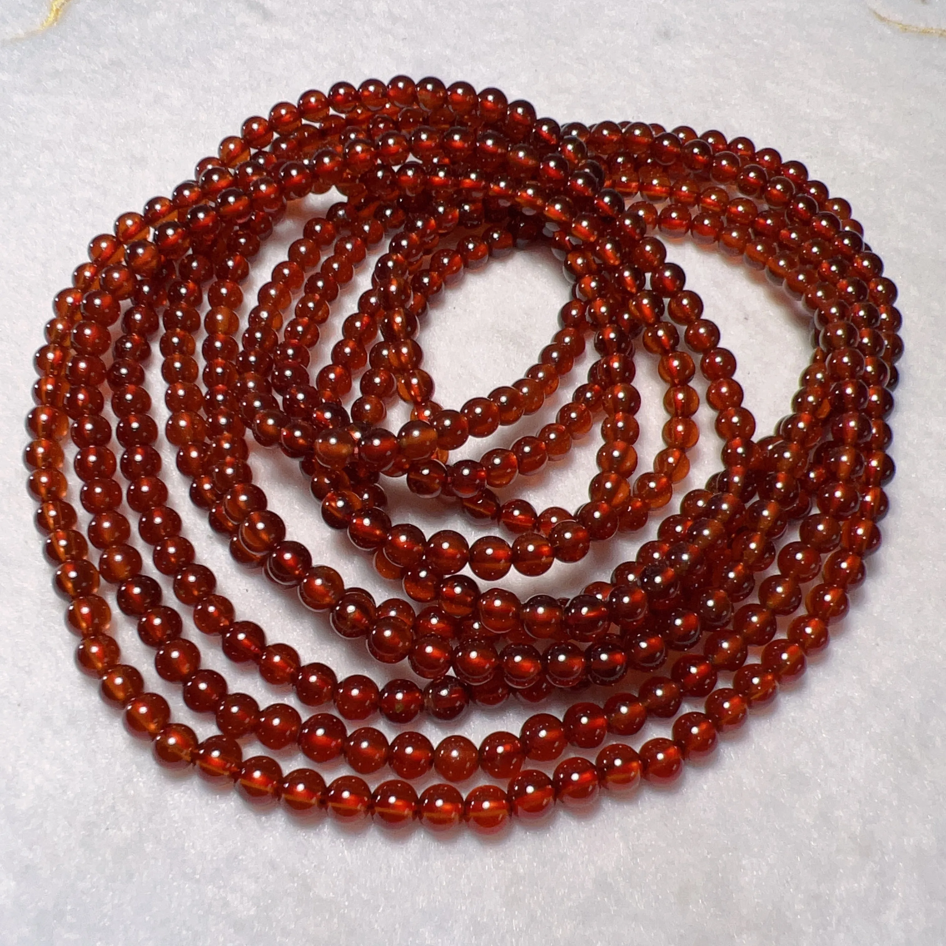 3-Wraps 5.6mm Natural High-clarity Spessartine Orange Garnet Beaded Bracelets for DIY Jewelry Project