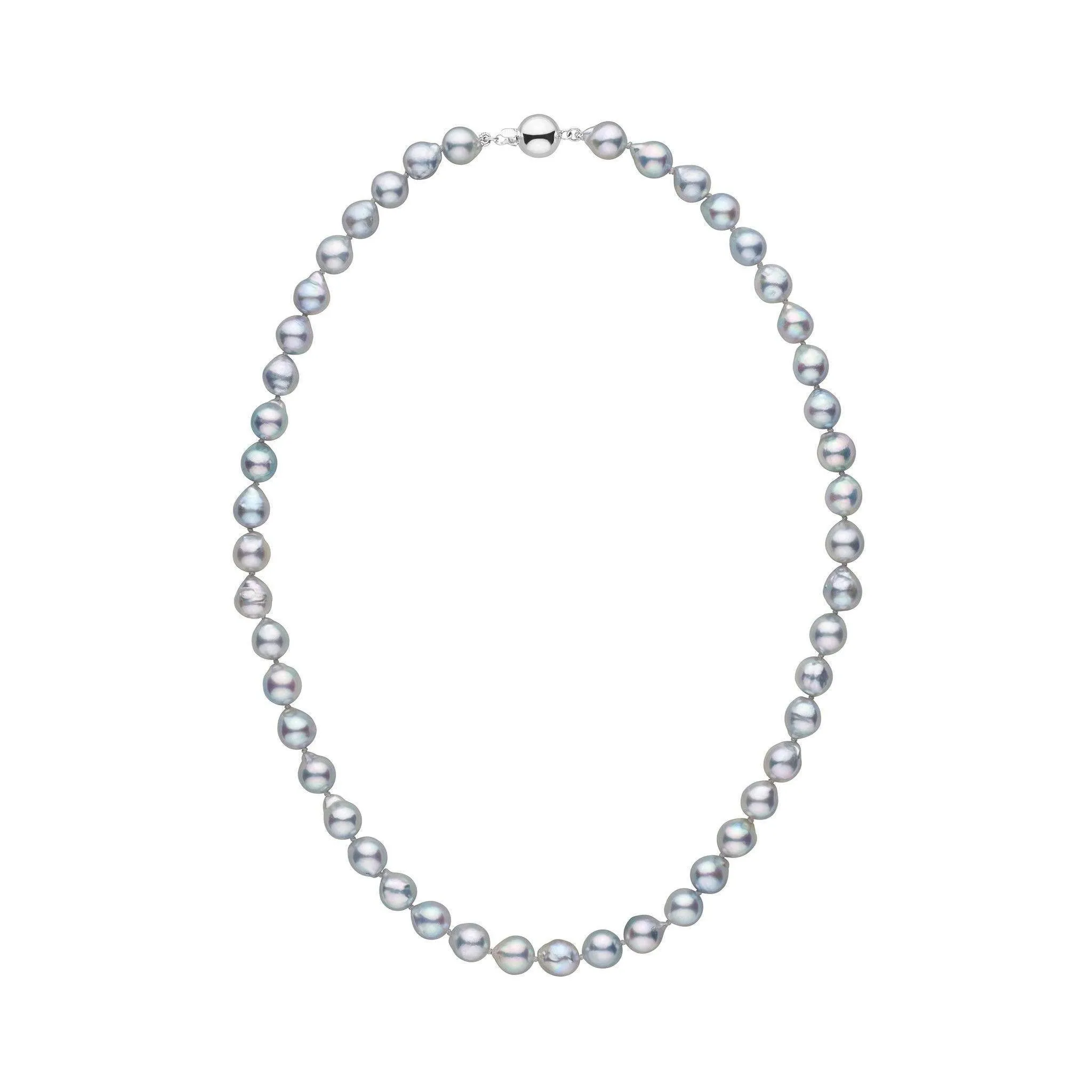 7.0-7.5 mm 16 Inch Silver-Blue Akoya Baroque Pearl Necklace