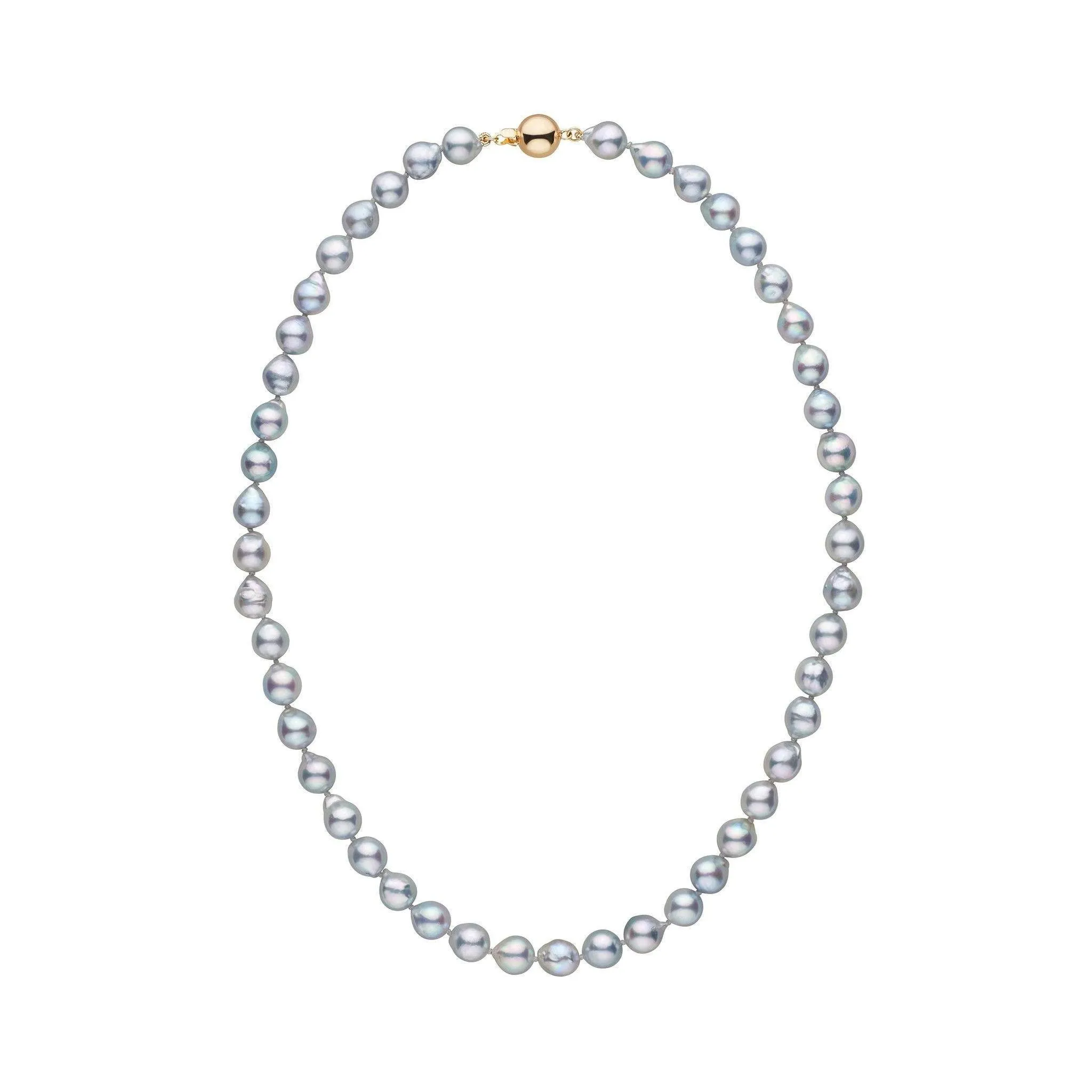 7.0-7.5 mm 16 Inch Silver-Blue Akoya Baroque Pearl Necklace