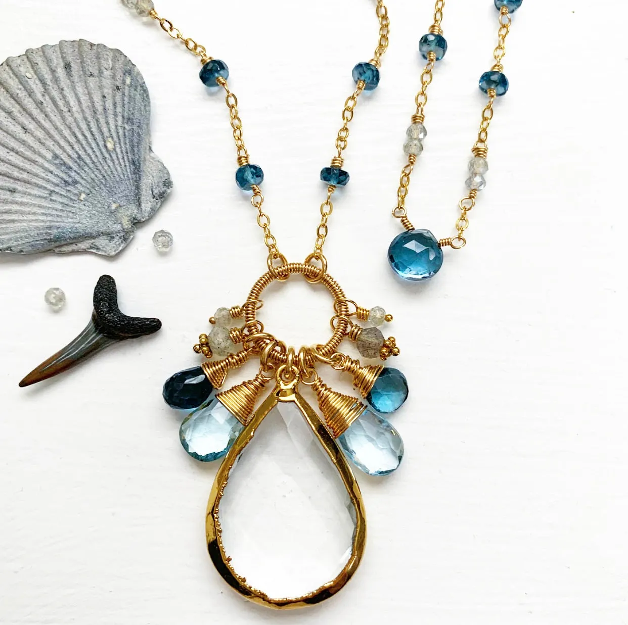 709-One of a Kind Gemstone Drop Necklace