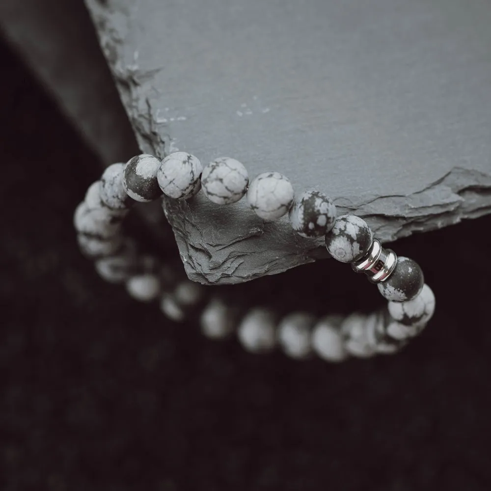 8mm Round Gemstone Bracelet Snowflake Obsidian