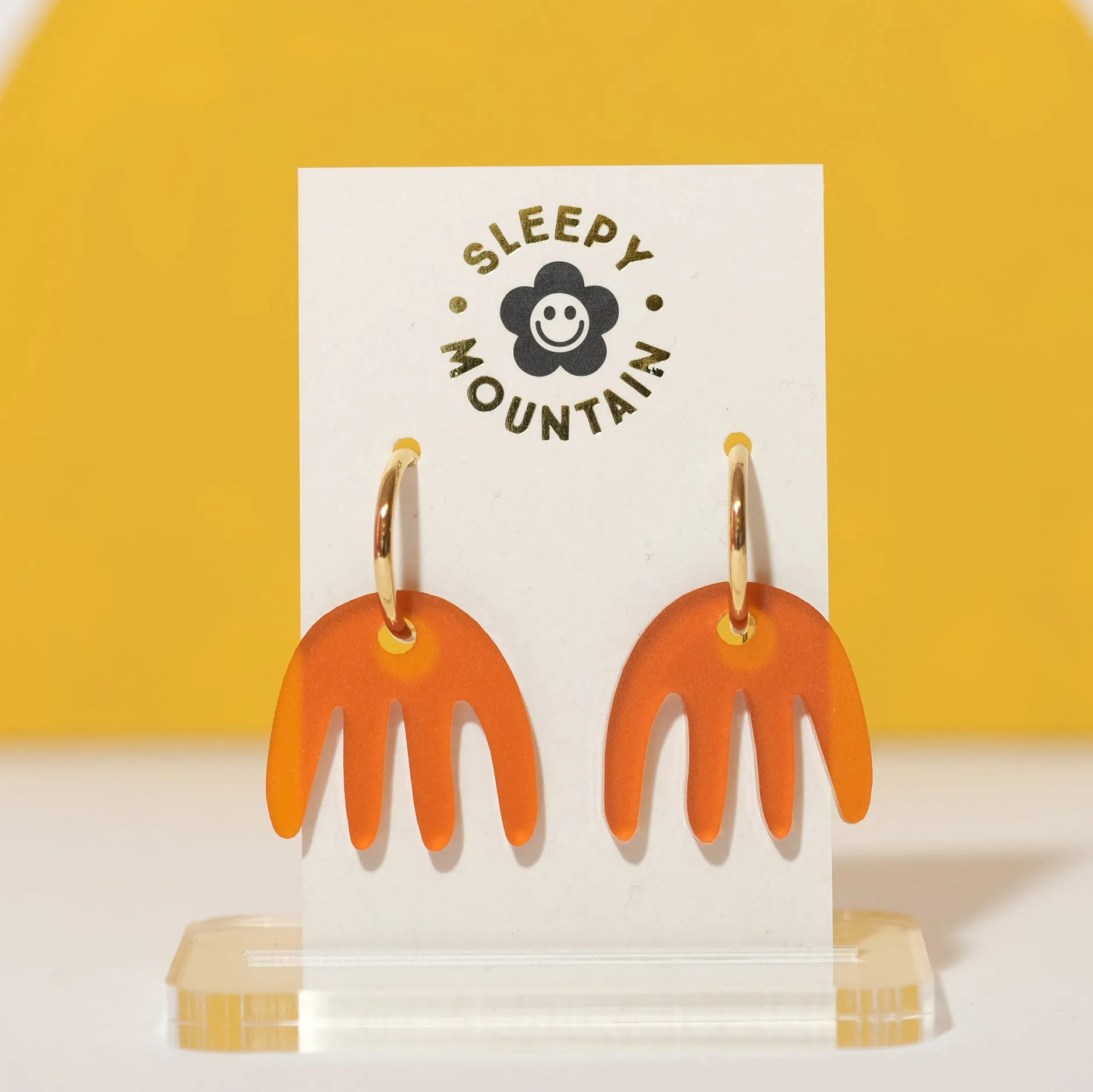 Abstract Hoop Earrings - Orange Comb