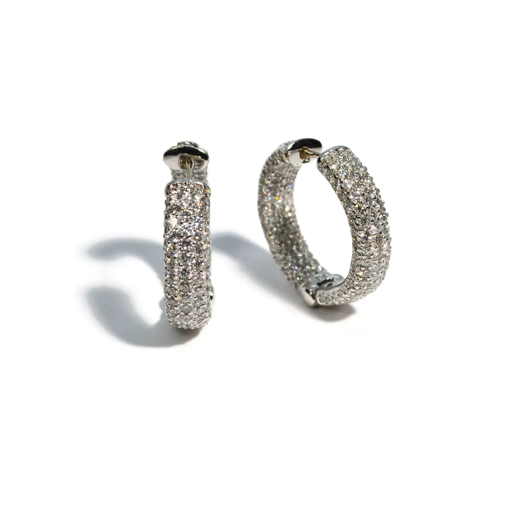 AFJ Diamond Collection - Small Diamond Hoop Earrings, White Gold