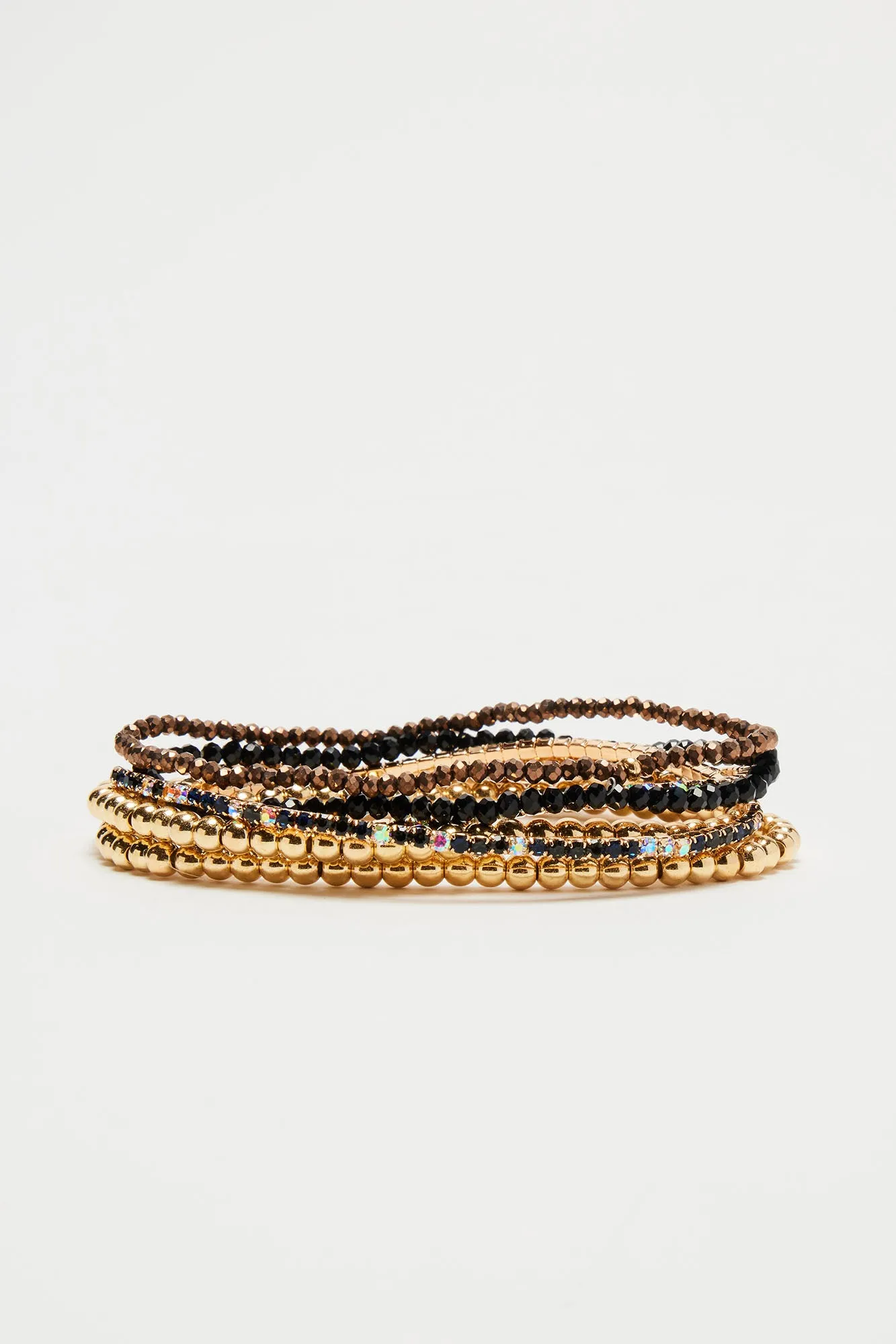 Alana Beaded 6 Piece Bracelet Set - Gold/Black